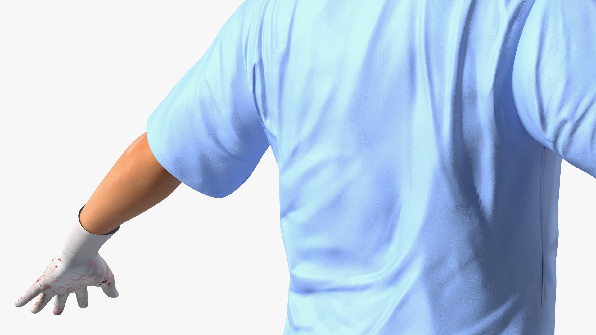 3D model Asian Doctor wearing Gloves and Mask Stained Blood