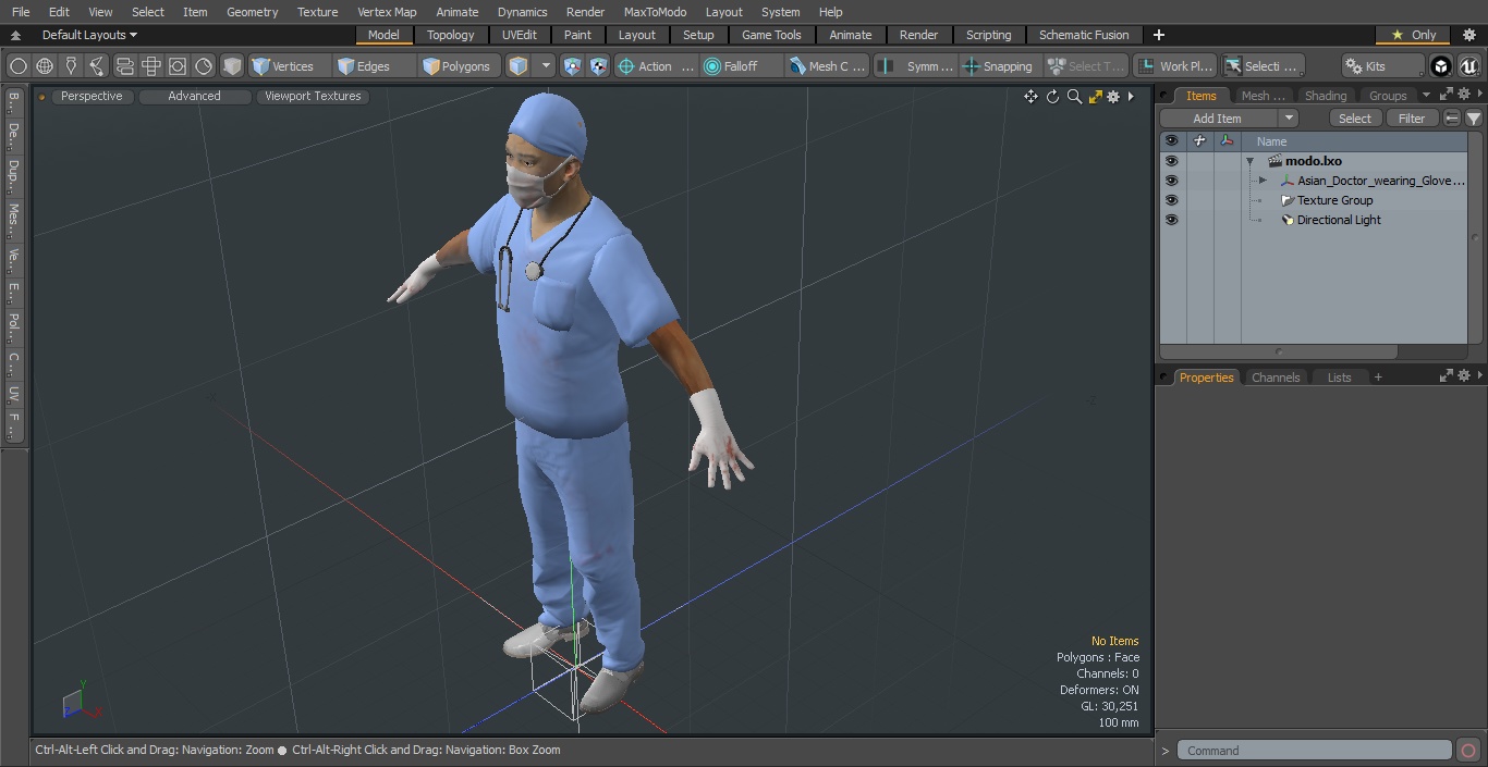 3D model Asian Doctor wearing Gloves and Mask Stained Blood