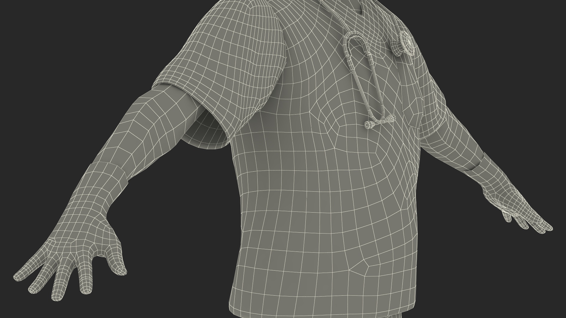 3D model Asian Doctor wearing Gloves and Mask Stained Blood