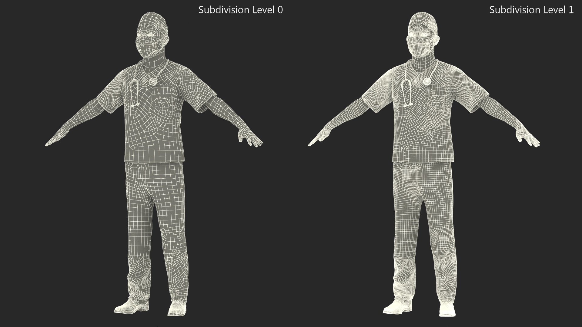 3D model Asian Doctor wearing Gloves and Mask Stained Blood