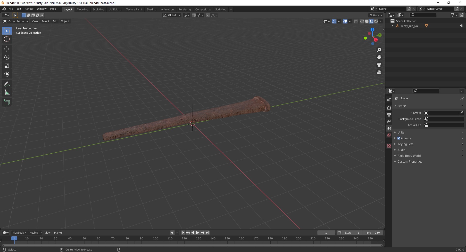 Rusty Old Nail 3D model