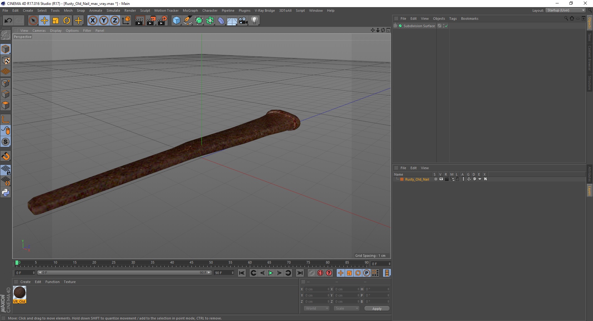 Rusty Old Nail 3D model
