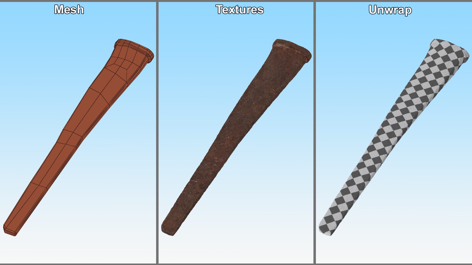 Rusty Old Nail 3D model