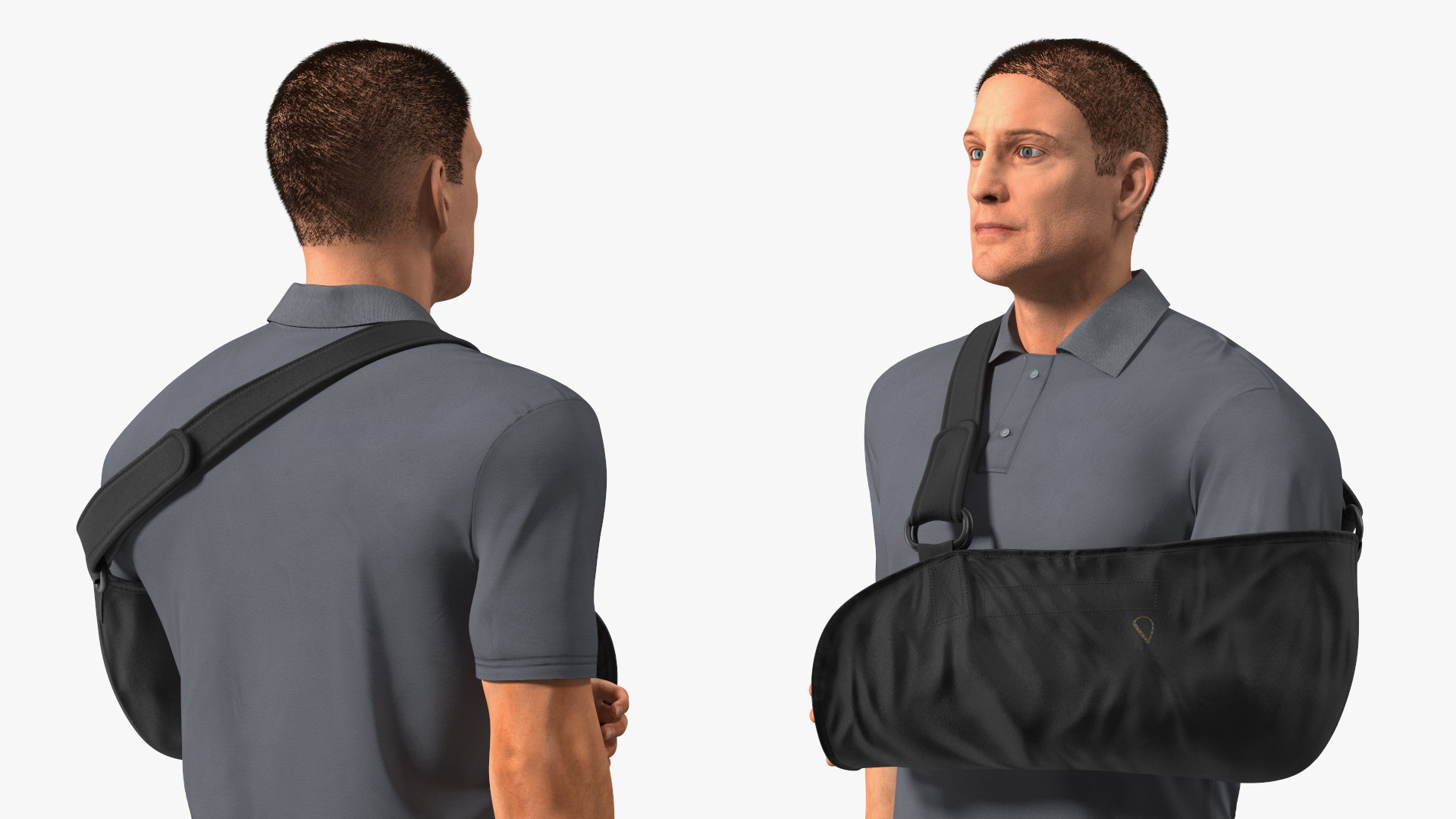 3D Man Arm Sling Bandage Black Fur
