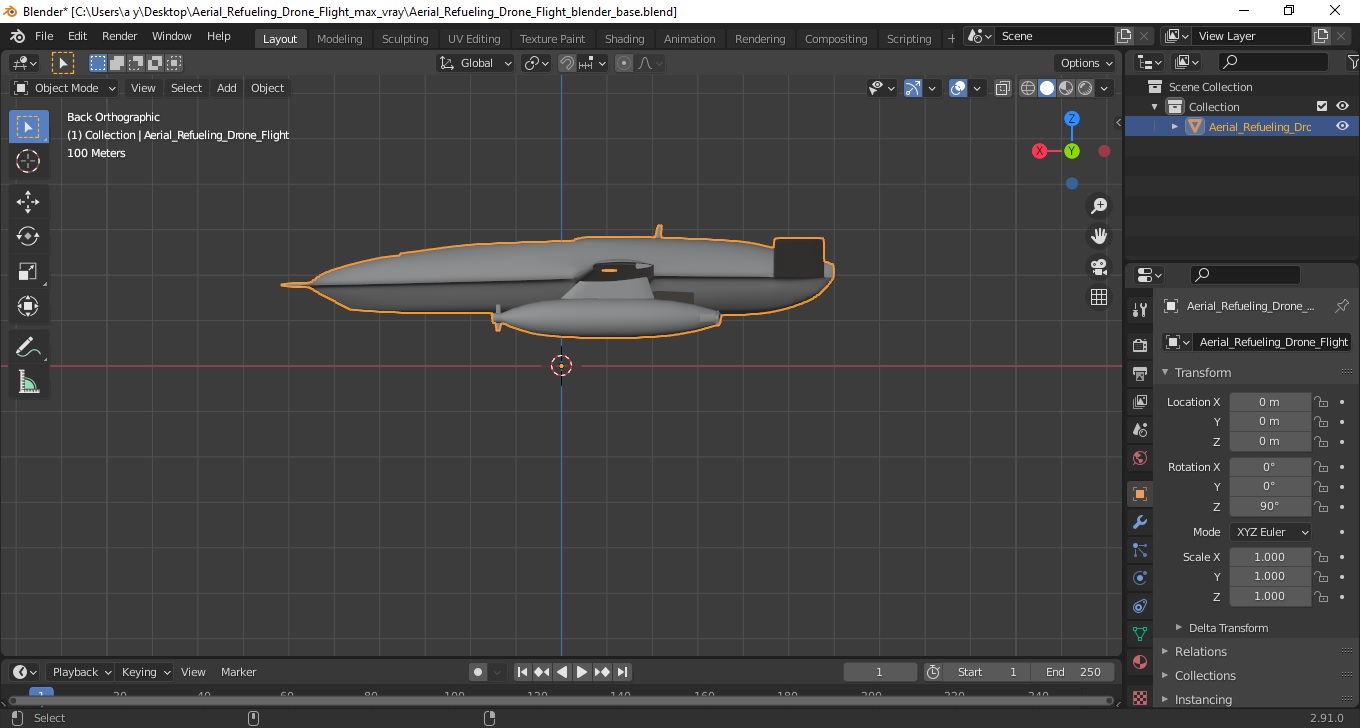 Aerial Refueling Drone Flight 3D model