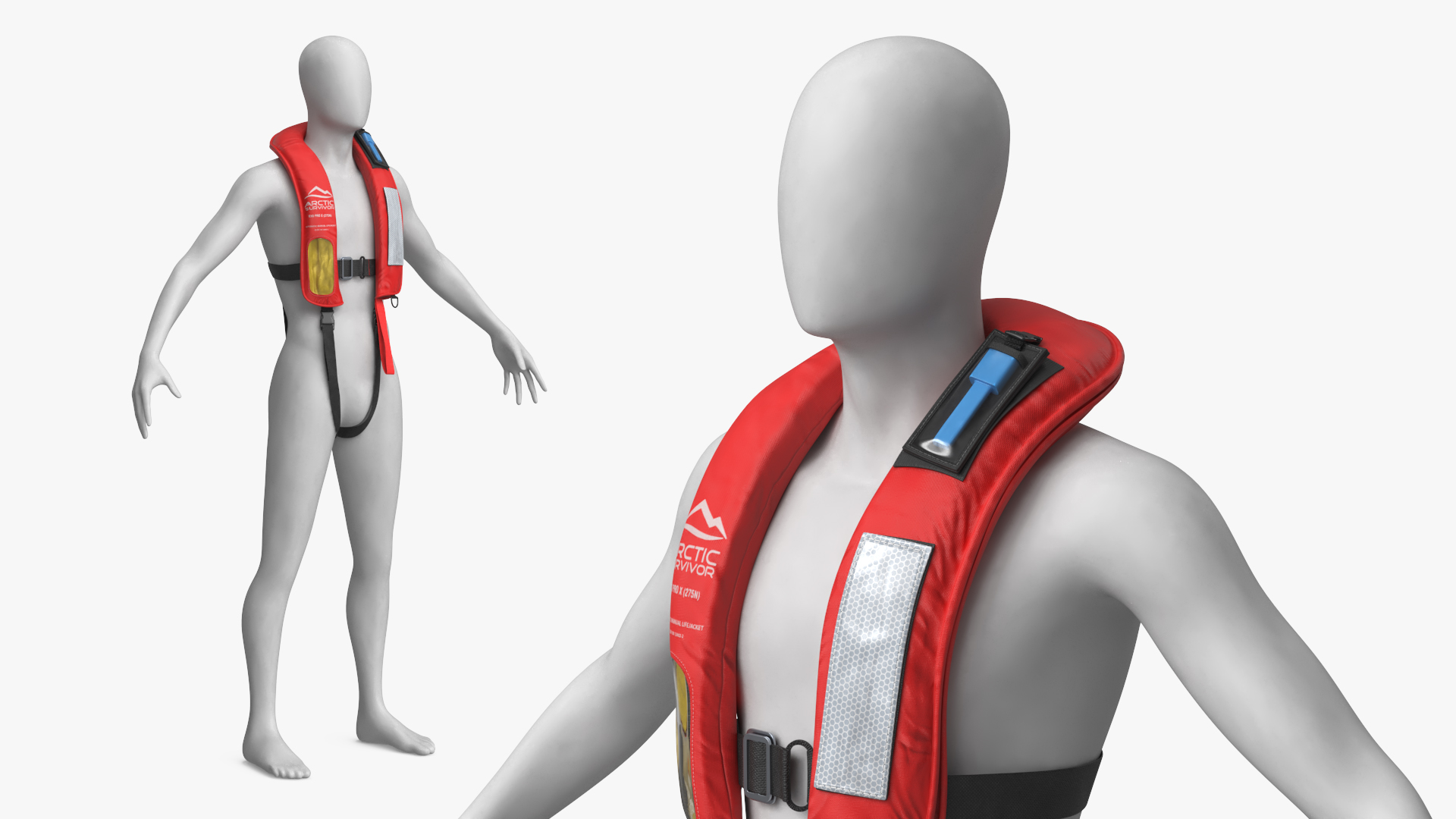 Arctic Survivor Life Jacket on Mannequin Red