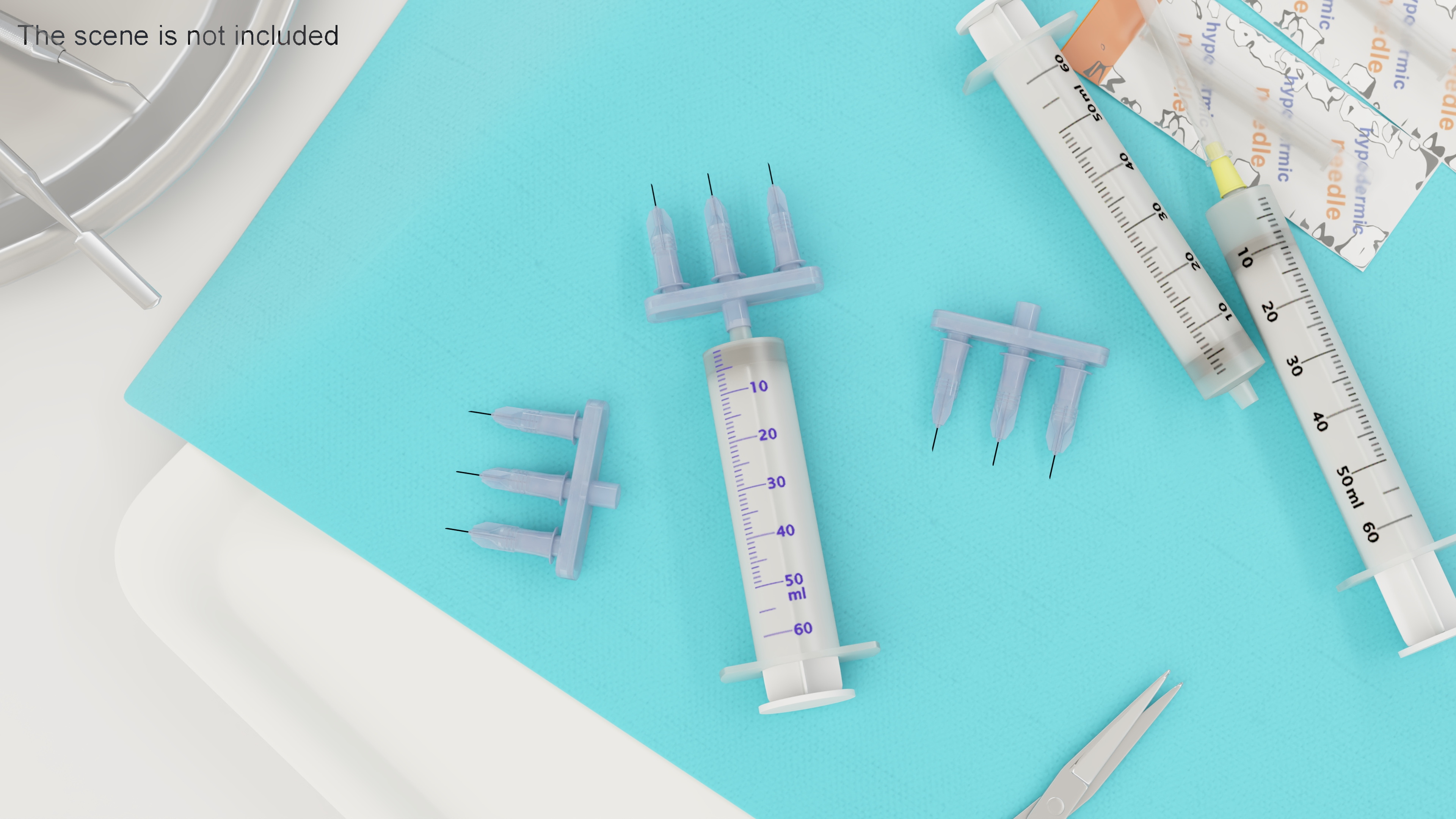 3D model Multi Injector 3 Needles Straight Transparent