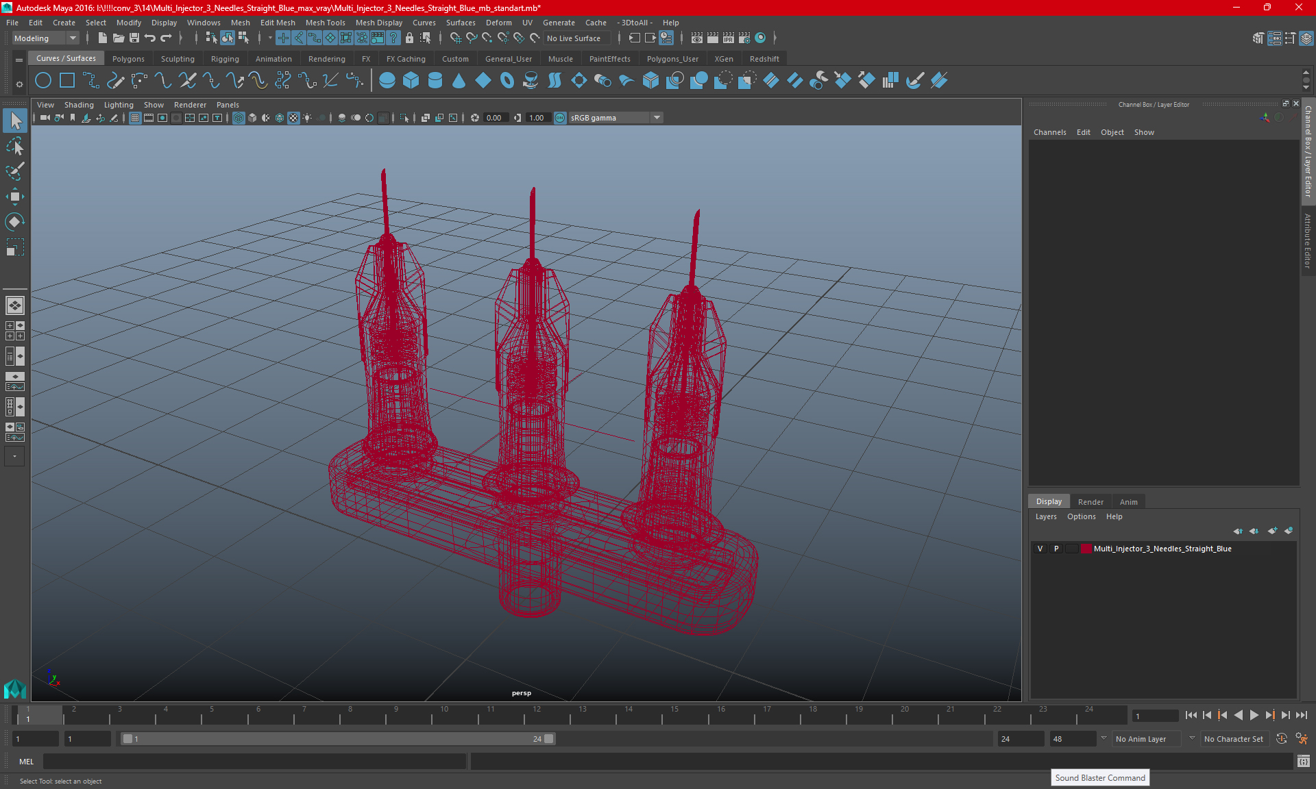 3D model Multi Injector 3 Needles Straight Transparent