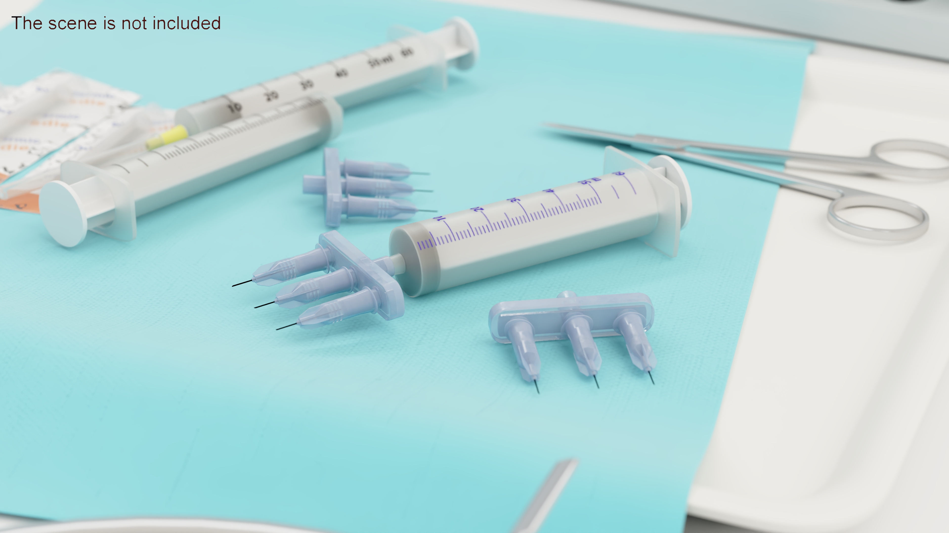 3D model Multi Injector 3 Needles Straight Transparent