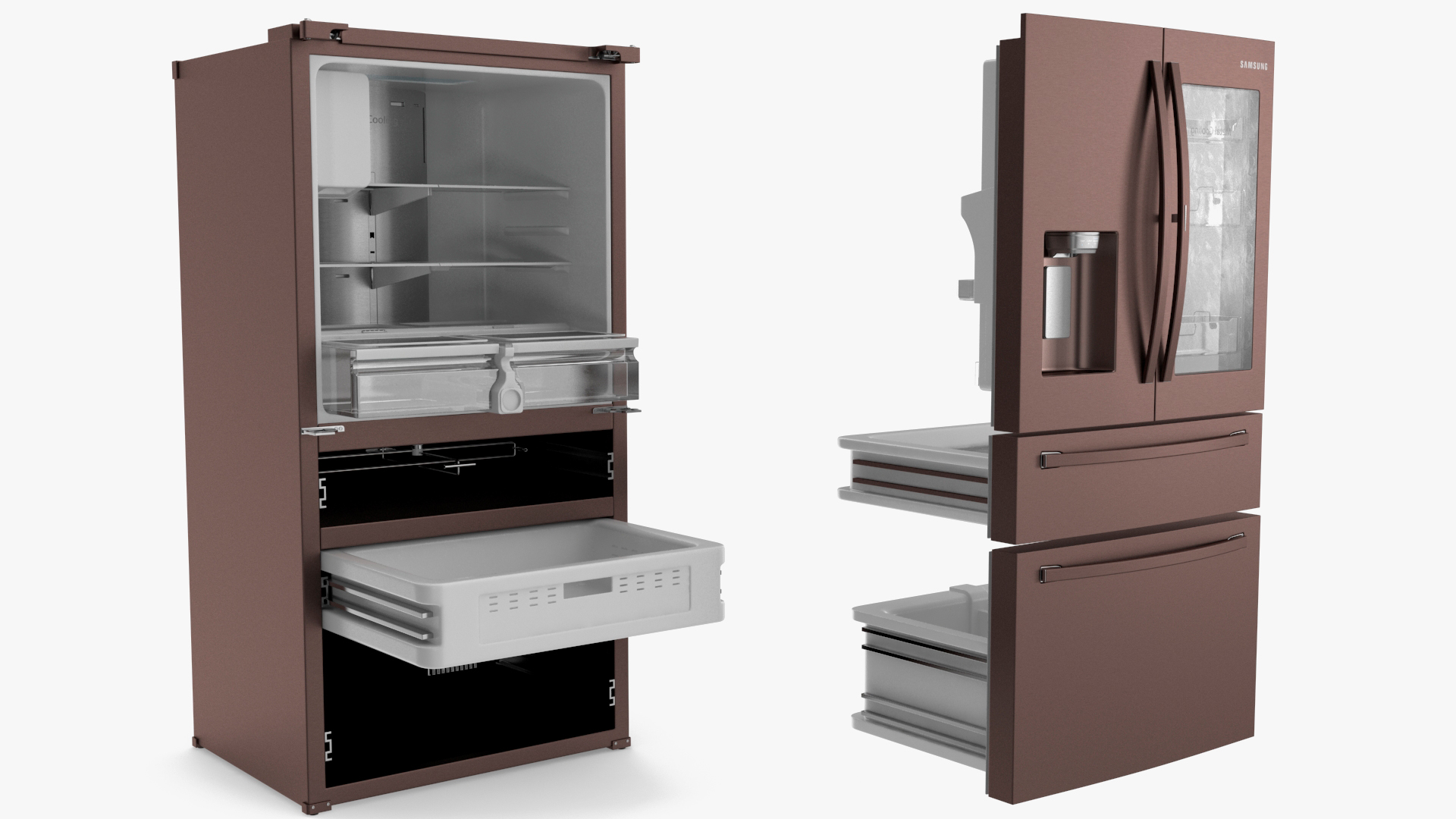 Tuscan Stainless Steel French Door Fridge Samsung 3D model