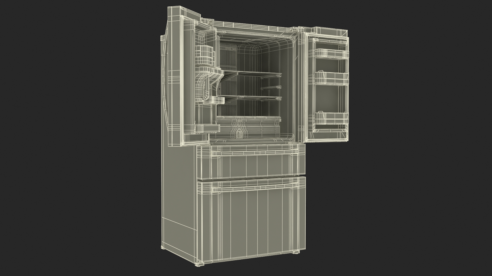 Tuscan Stainless Steel French Door Fridge Samsung 3D model