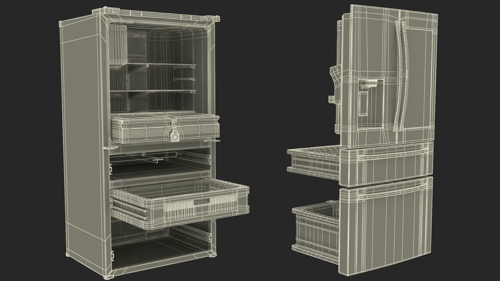 Tuscan Stainless Steel French Door Fridge Samsung 3D model