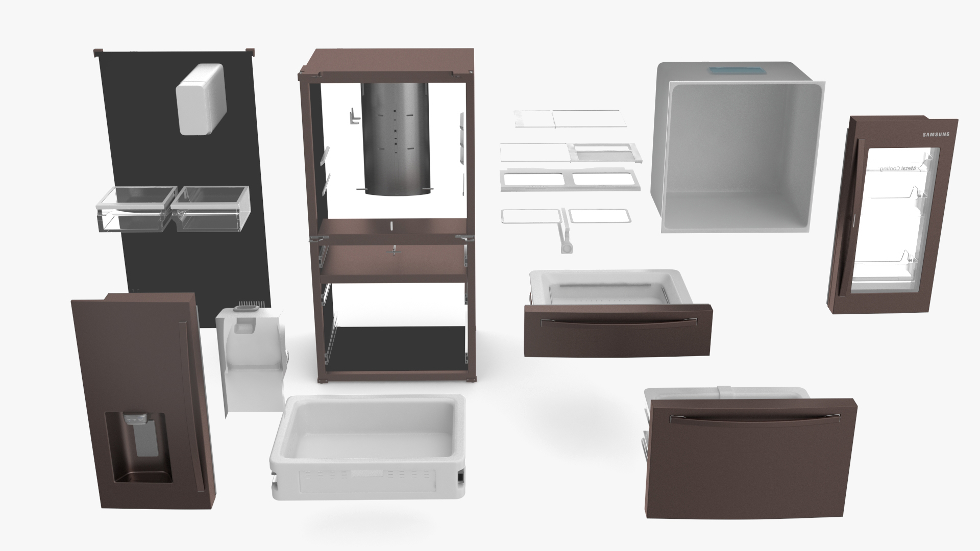 Tuscan Stainless Steel French Door Fridge Samsung 3D model