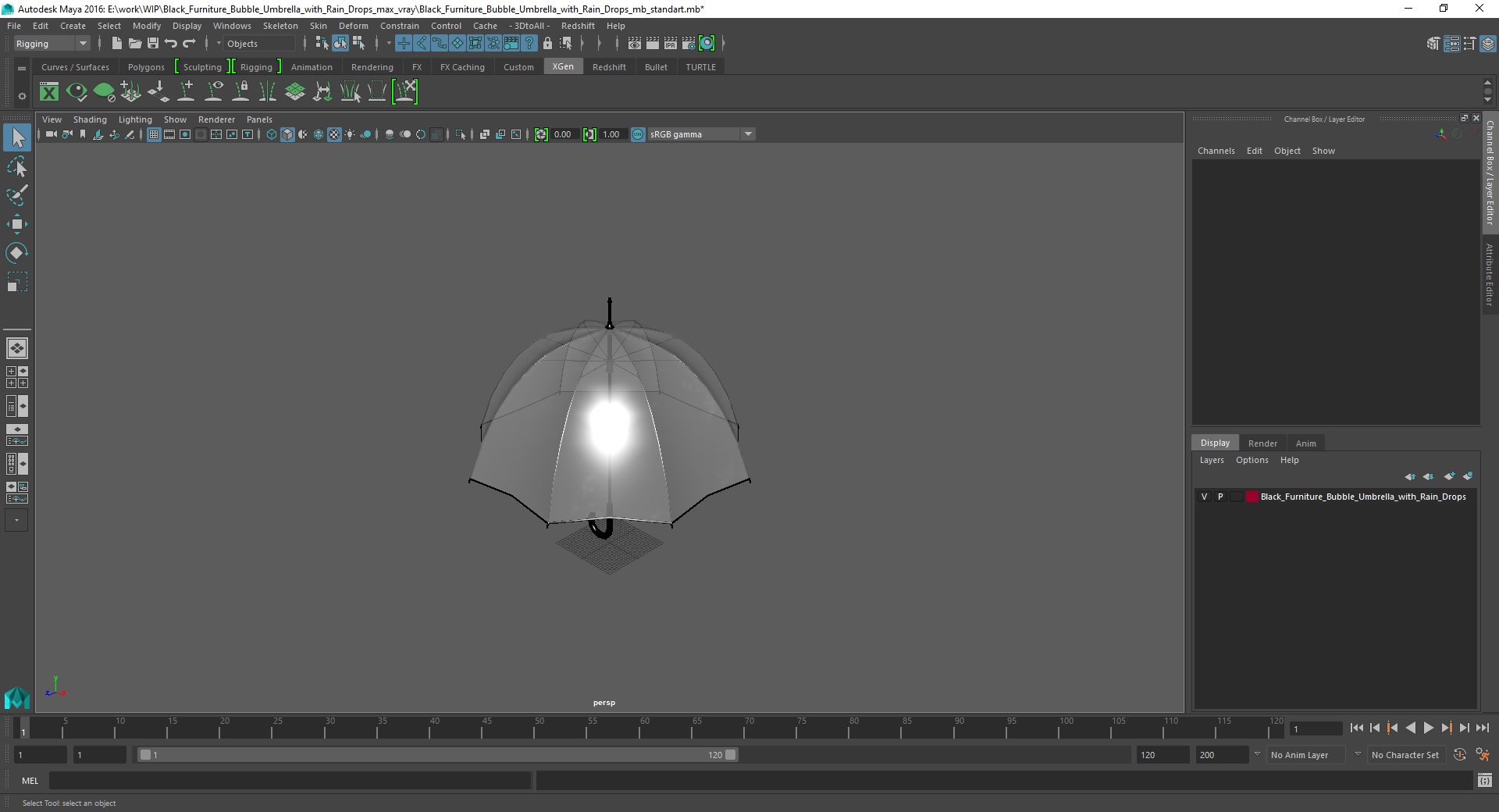 Black Furniture Bubble Umbrella with Rain Drops 3D