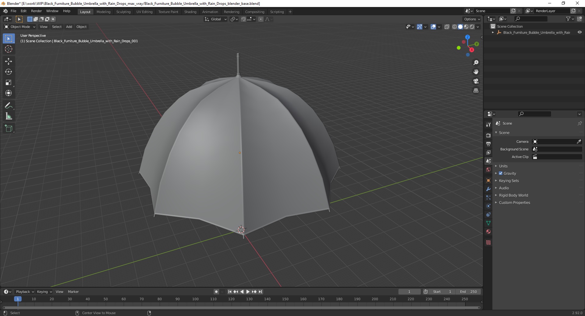 Black Furniture Bubble Umbrella with Rain Drops 3D