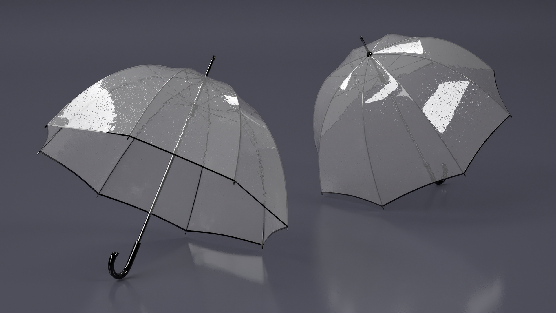 Black Furniture Bubble Umbrella with Rain Drops 3D