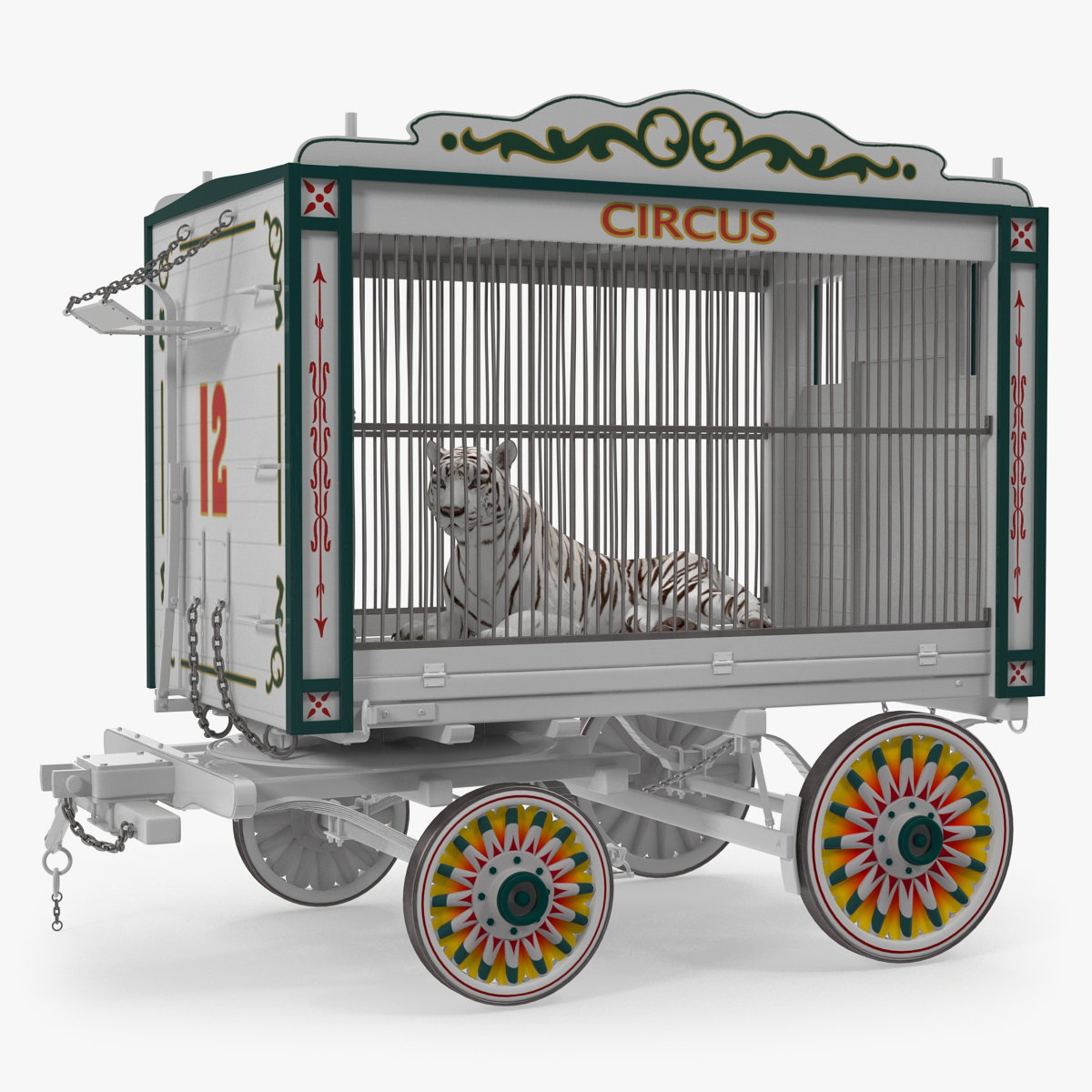 Circus Wagon Tiger 3D Model, view 3