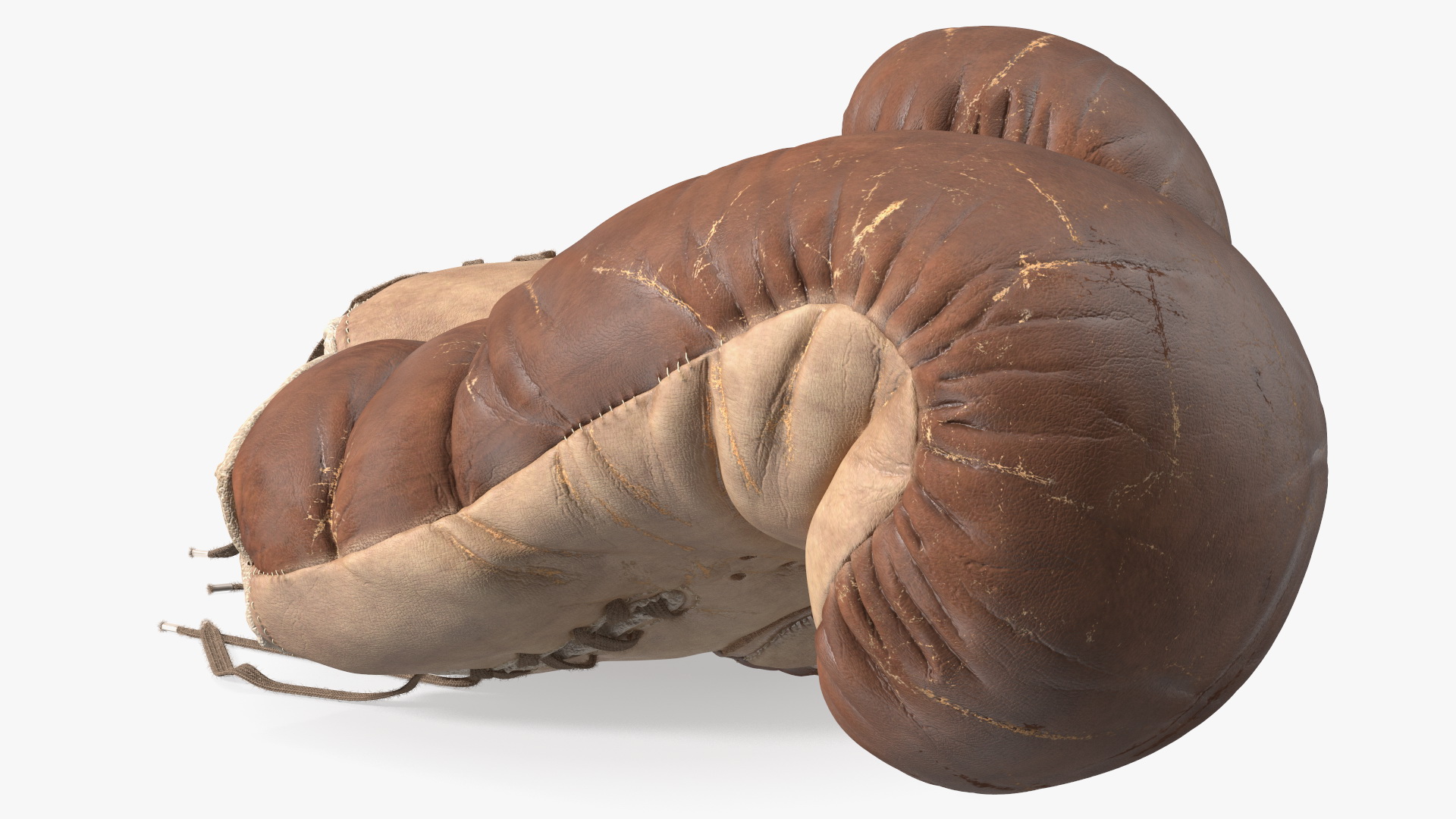 Vintage Leather Boxing Gloves 3D model