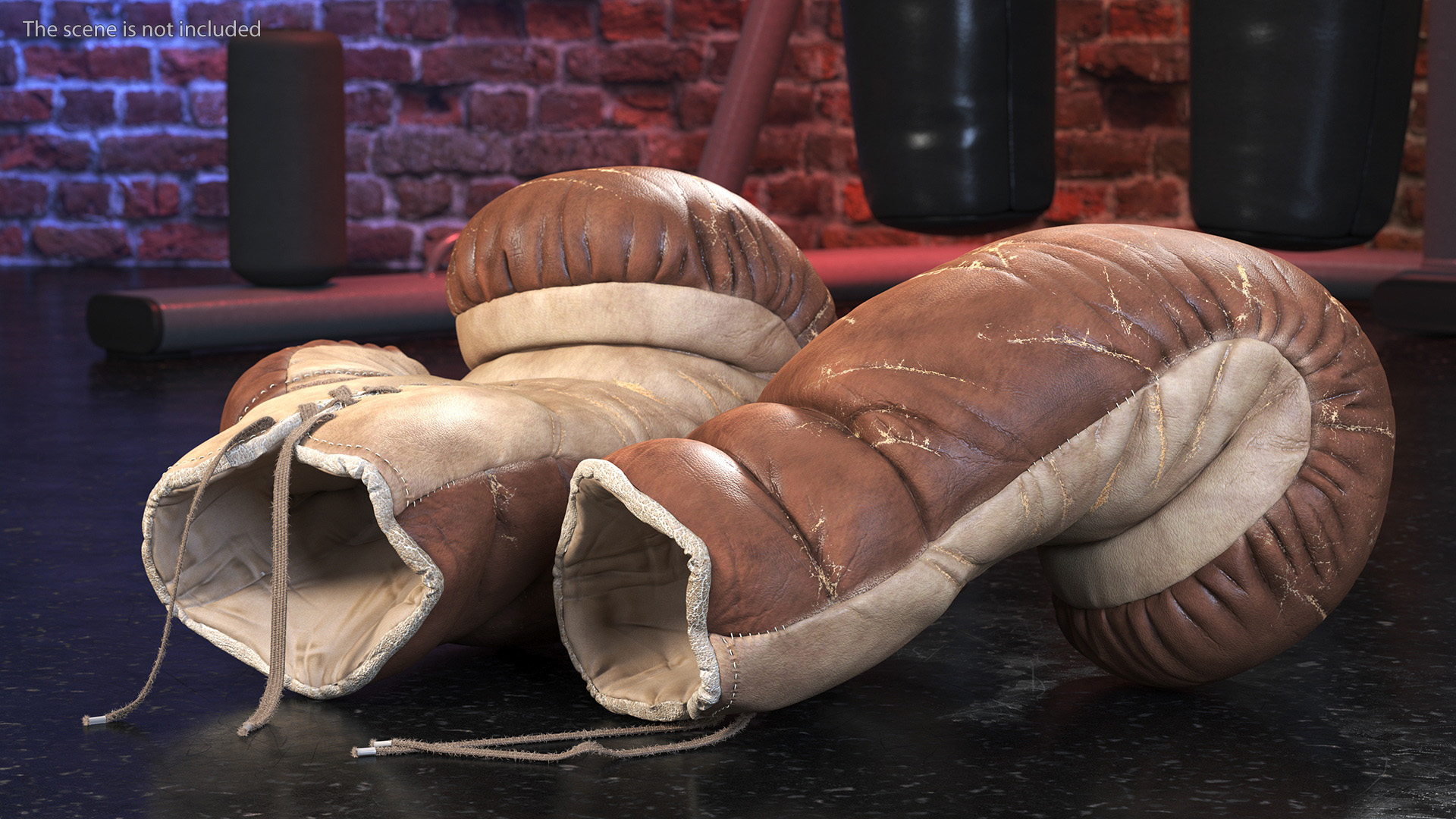 Vintage Leather Boxing Gloves 3D model