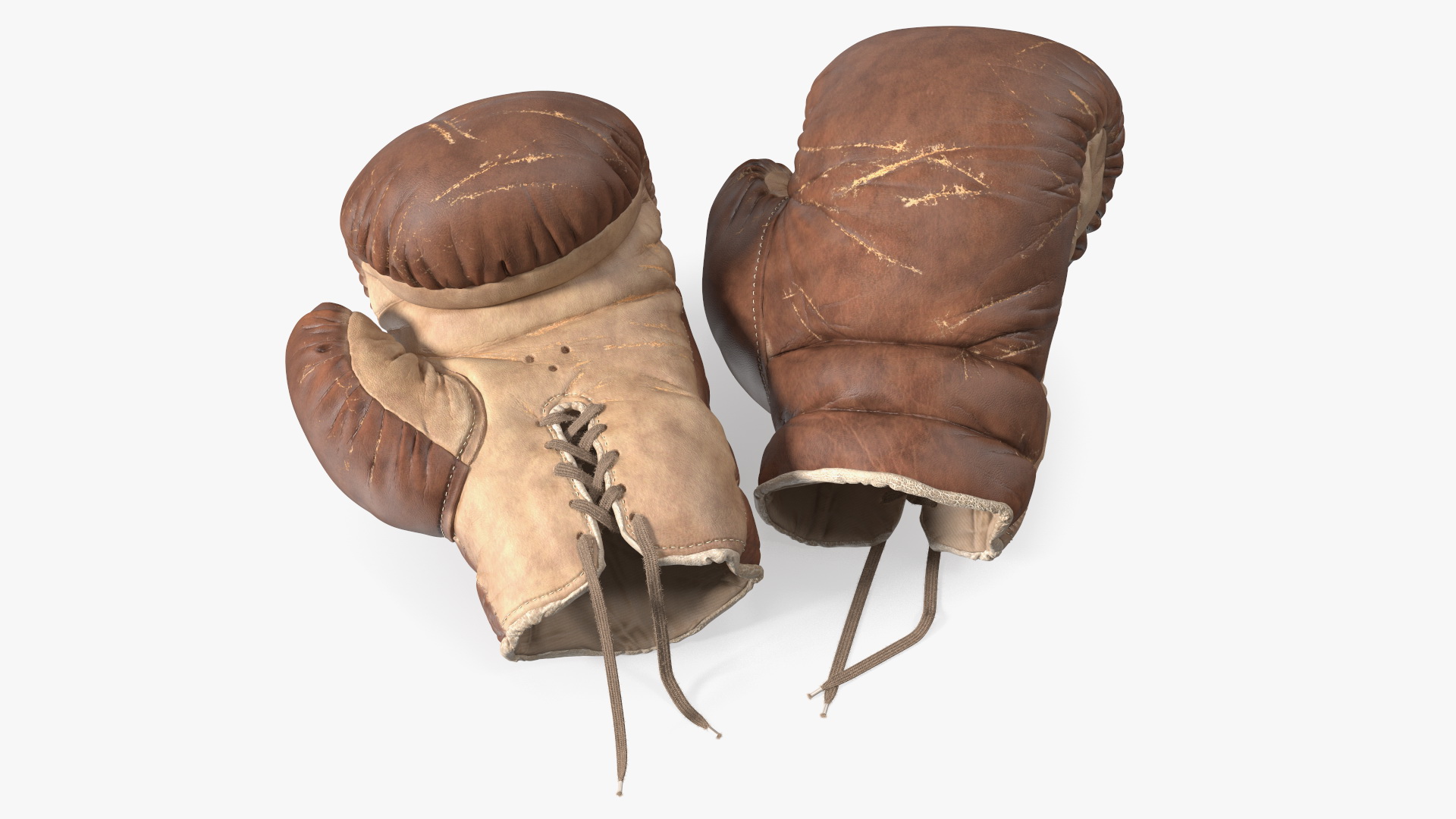 Vintage Leather Boxing Gloves 3D model