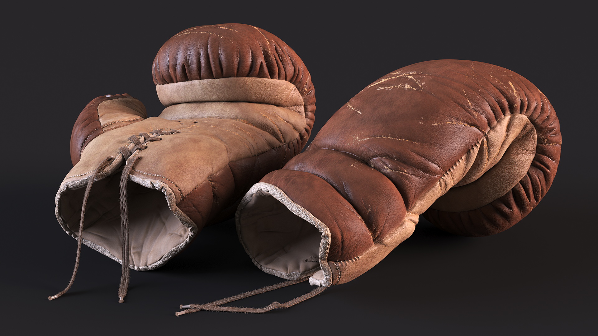 Vintage Leather Boxing Gloves 3D model