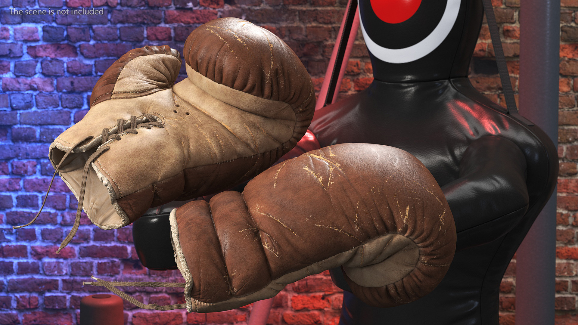Vintage Leather Boxing Gloves 3D model