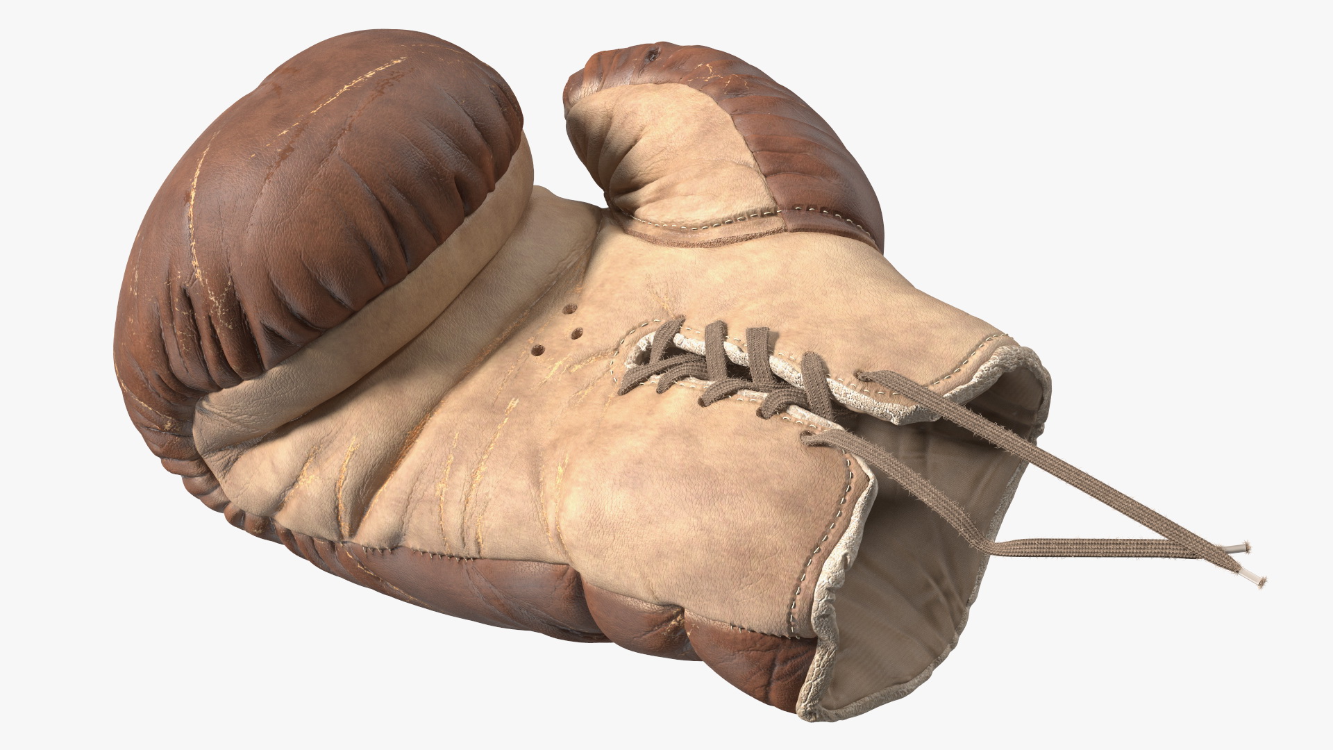 Vintage Leather Boxing Gloves 3D model
