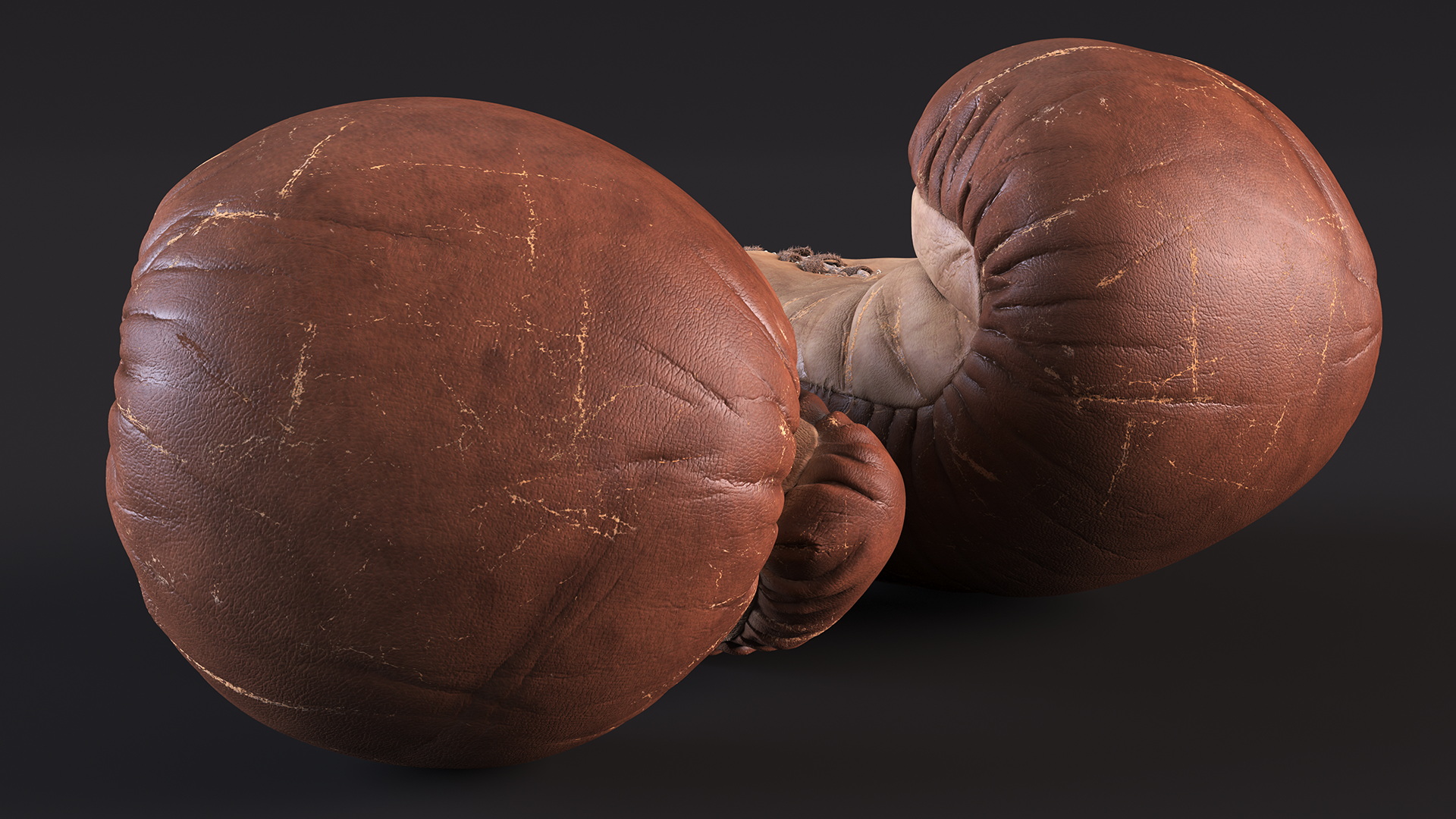 Vintage Leather Boxing Gloves 3D model
