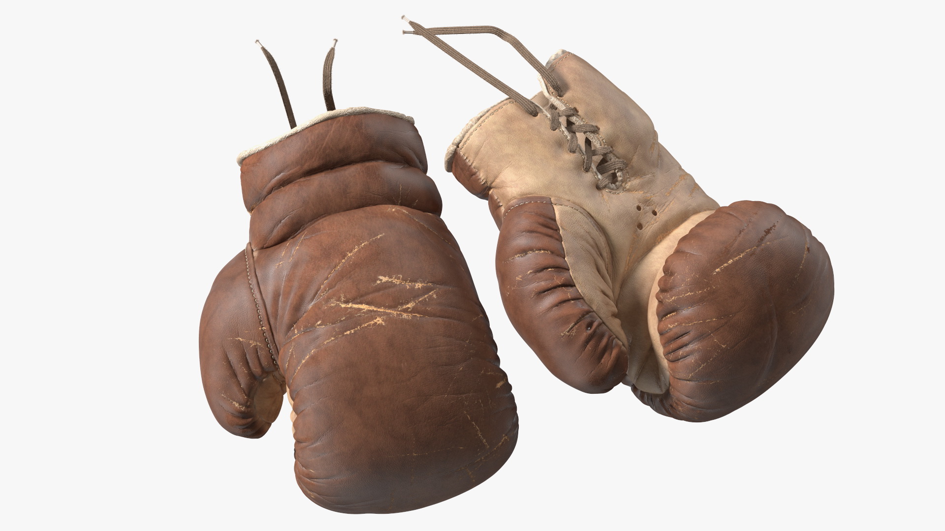 Vintage Leather Boxing Gloves 3D model