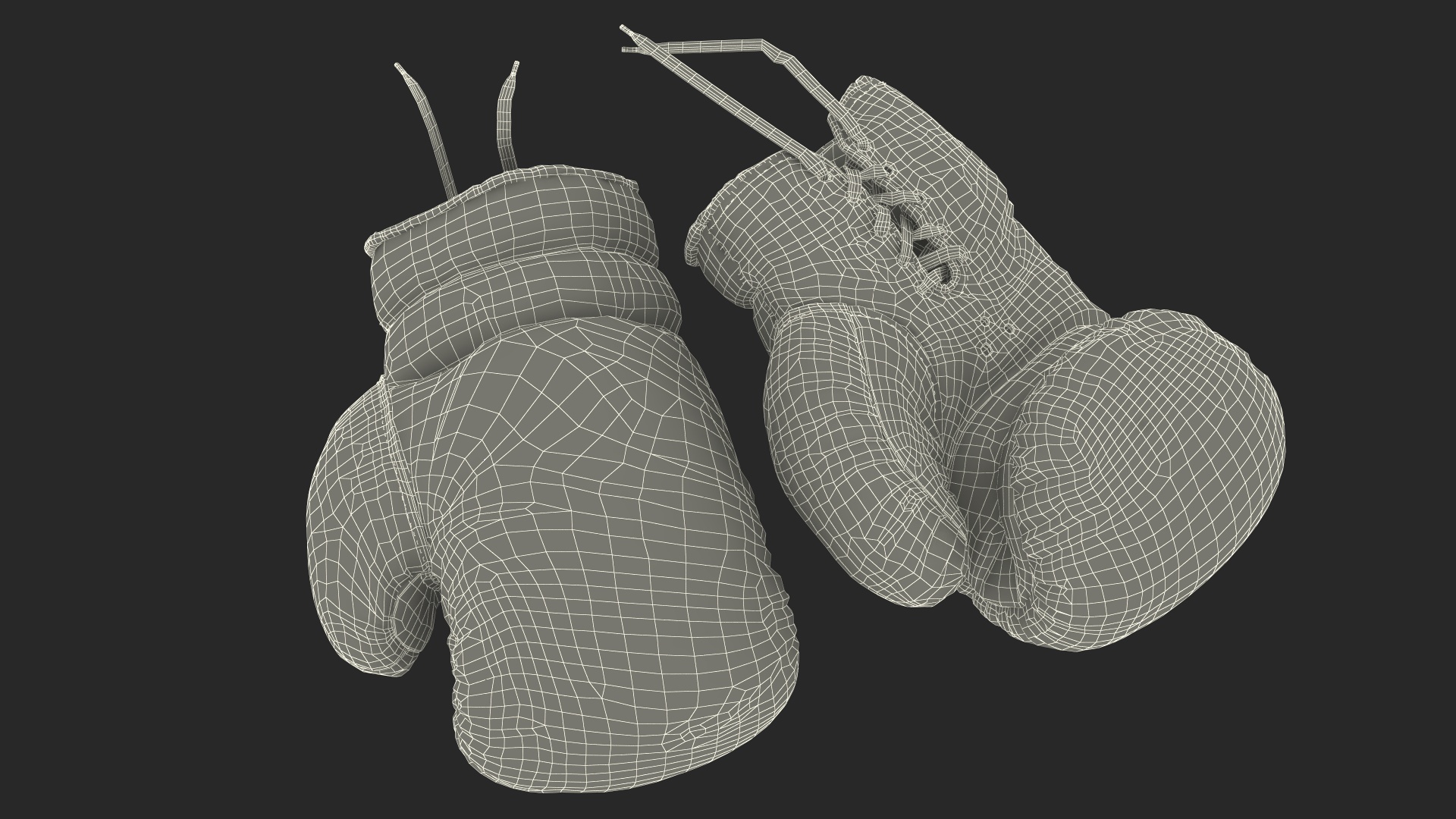 Vintage Leather Boxing Gloves 3D model