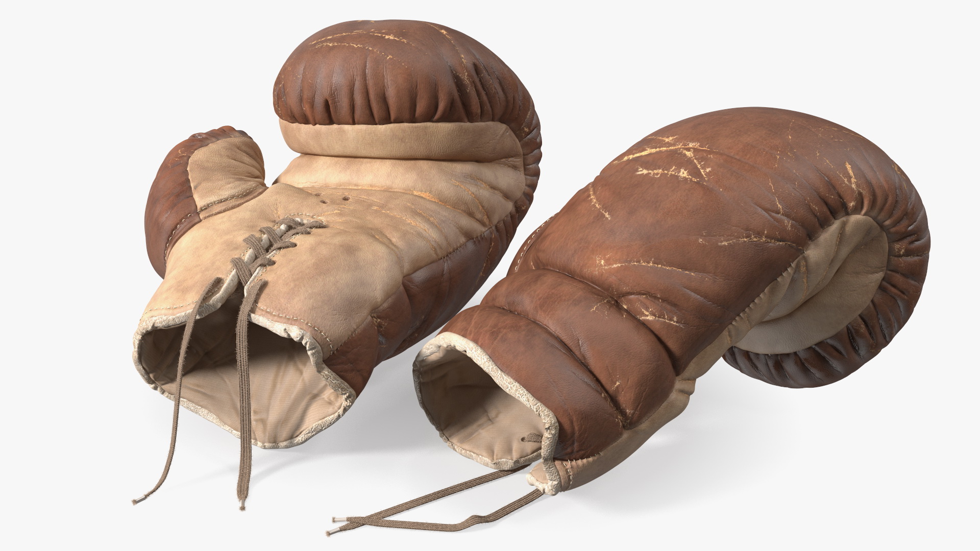 Vintage Leather Boxing Gloves 3D model