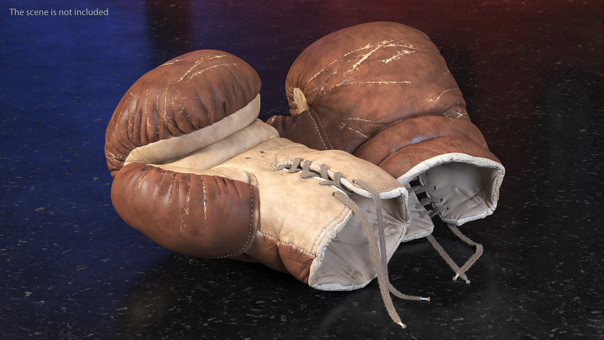 Vintage Leather Boxing Gloves 3D model