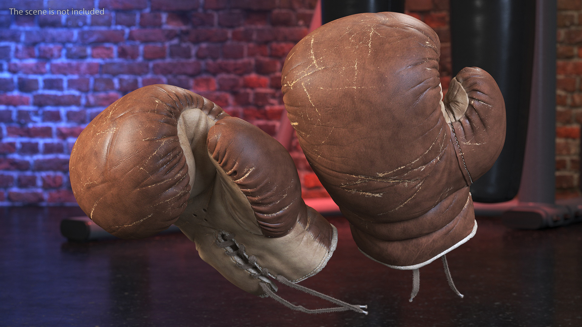 Vintage Leather Boxing Gloves 3D model