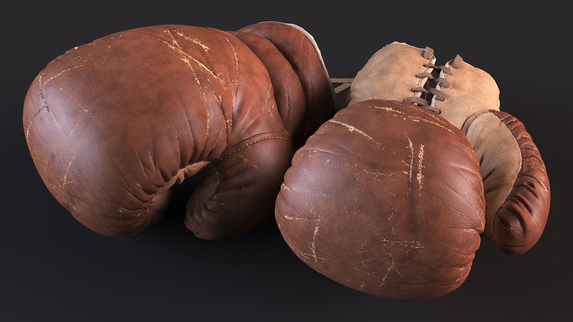 Vintage Leather Boxing Gloves 3D model