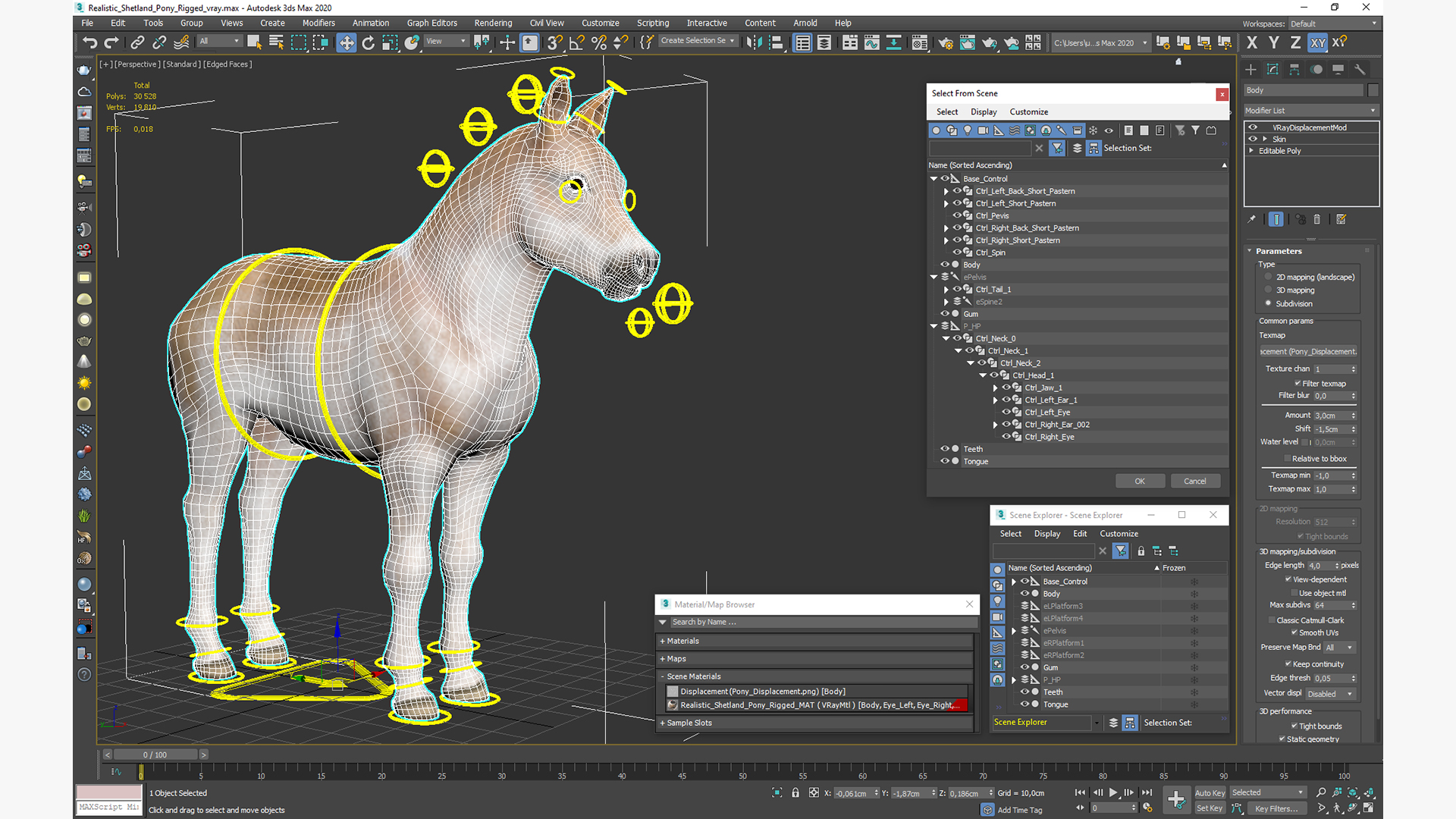 Realistic Shetland Pony Rigged for Cinema 4D 3D model