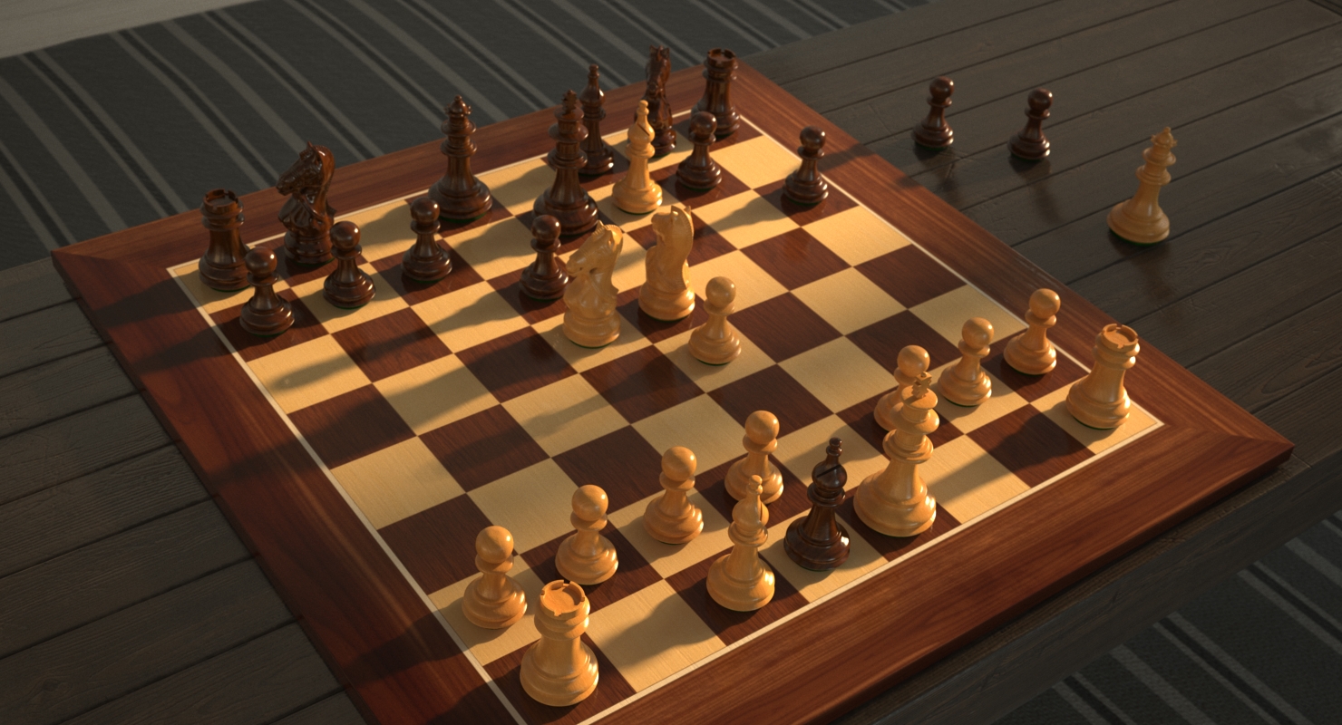 3D Wooden Chess Board model