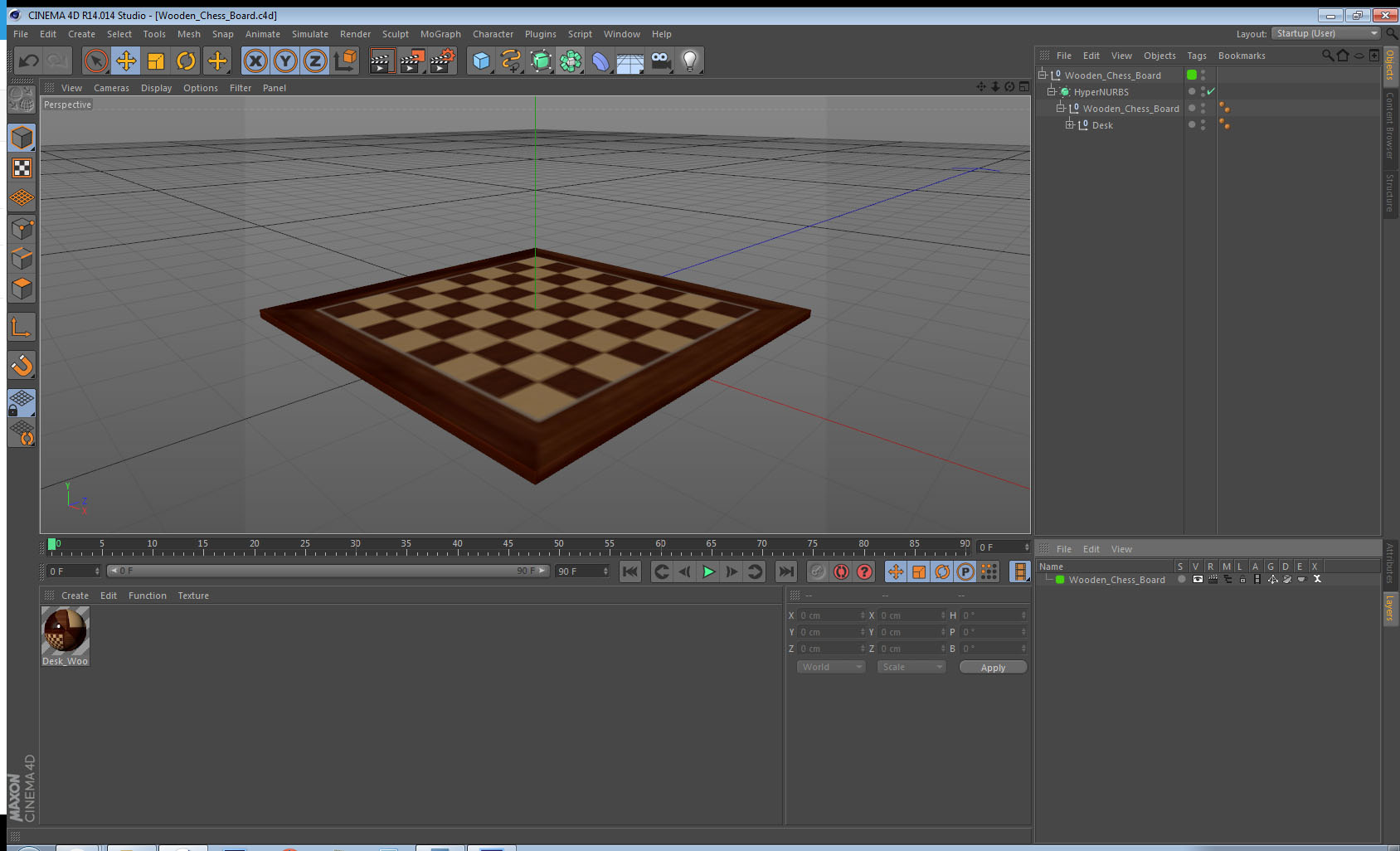 3D Wooden Chess Board model