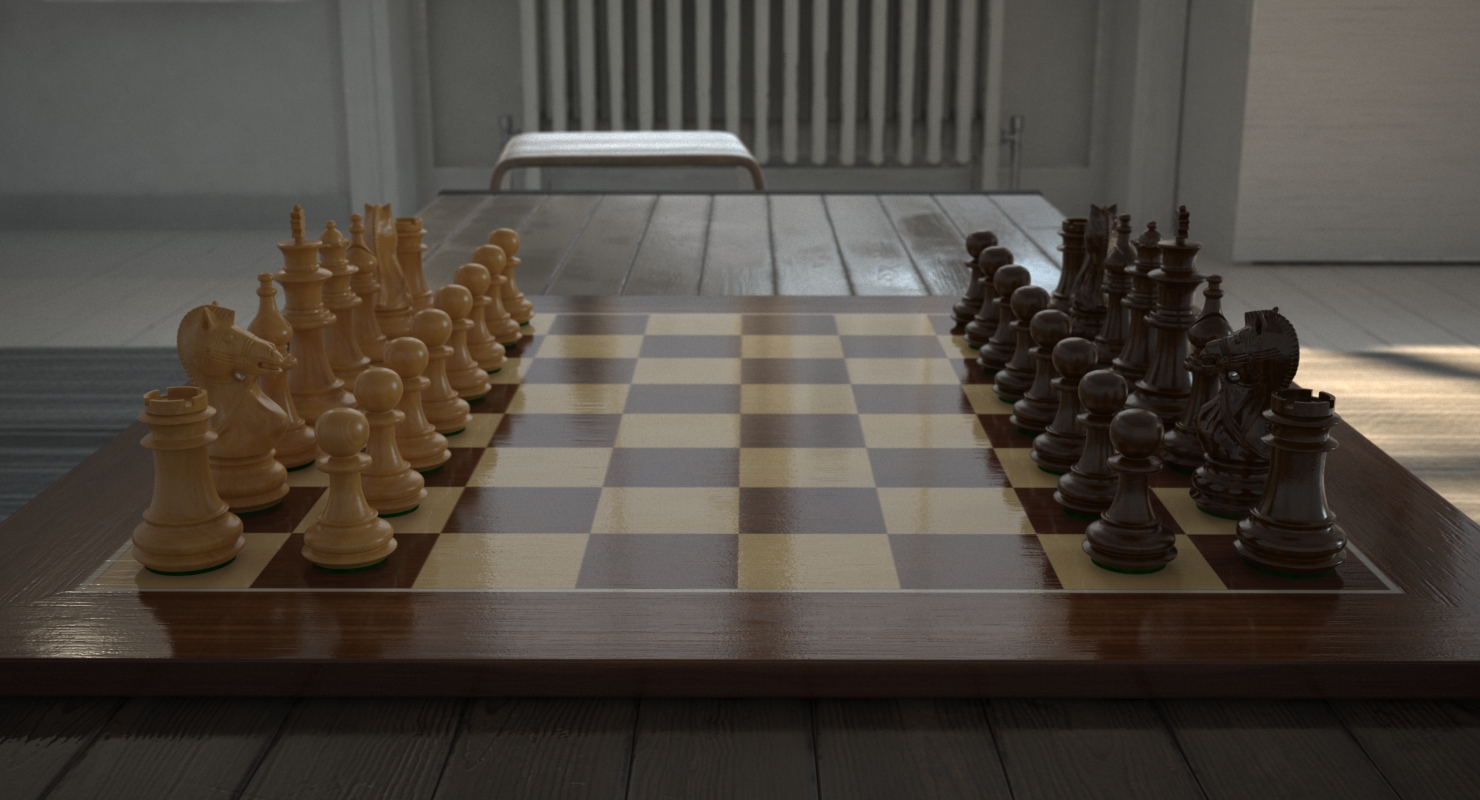 3D Wooden Chess Board model
