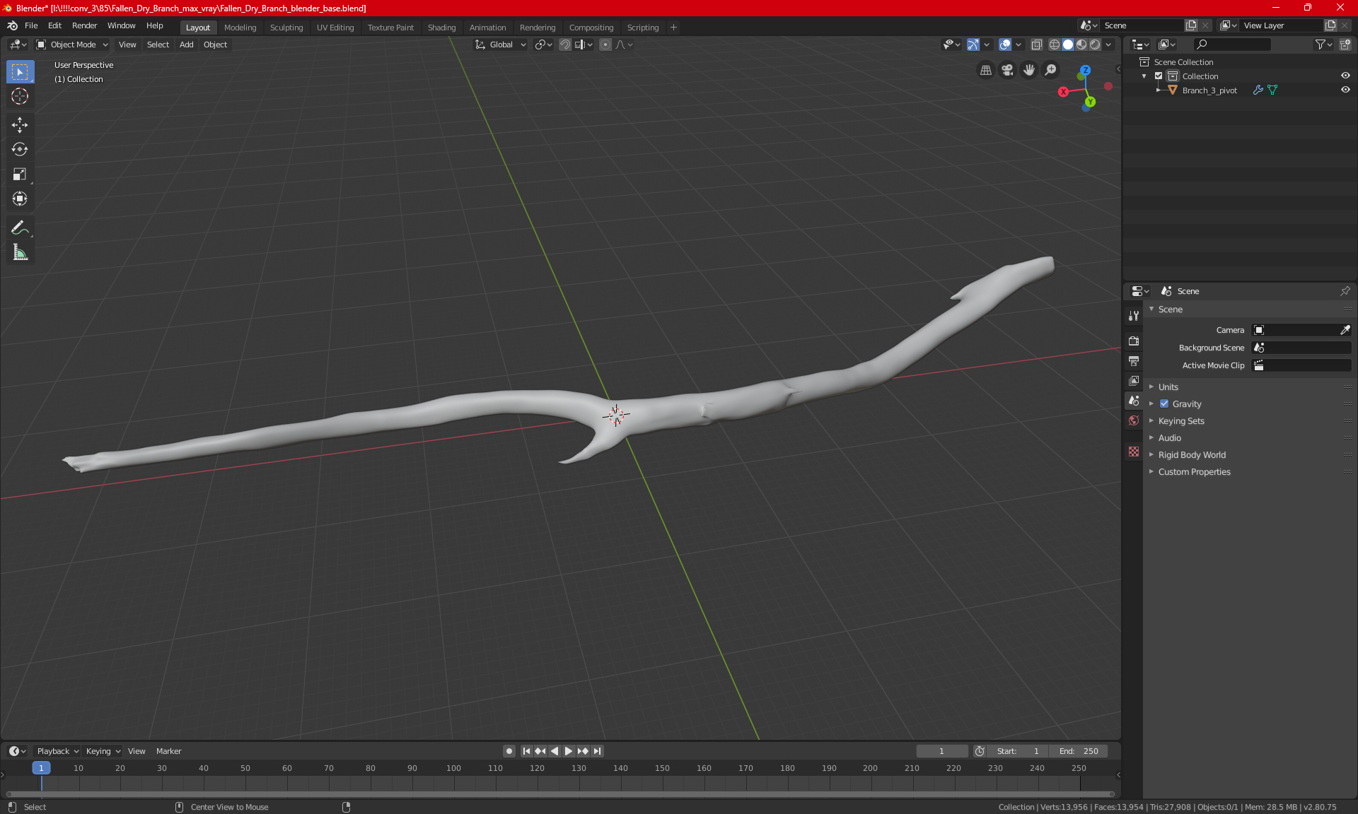 Fallen Dry Branch 3D