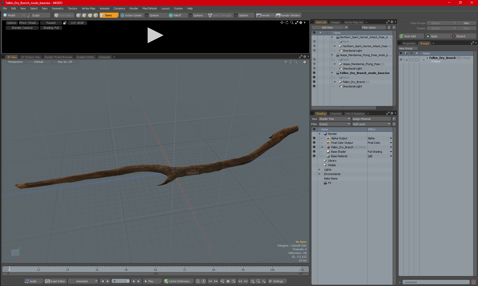 Fallen Dry Branch 3D