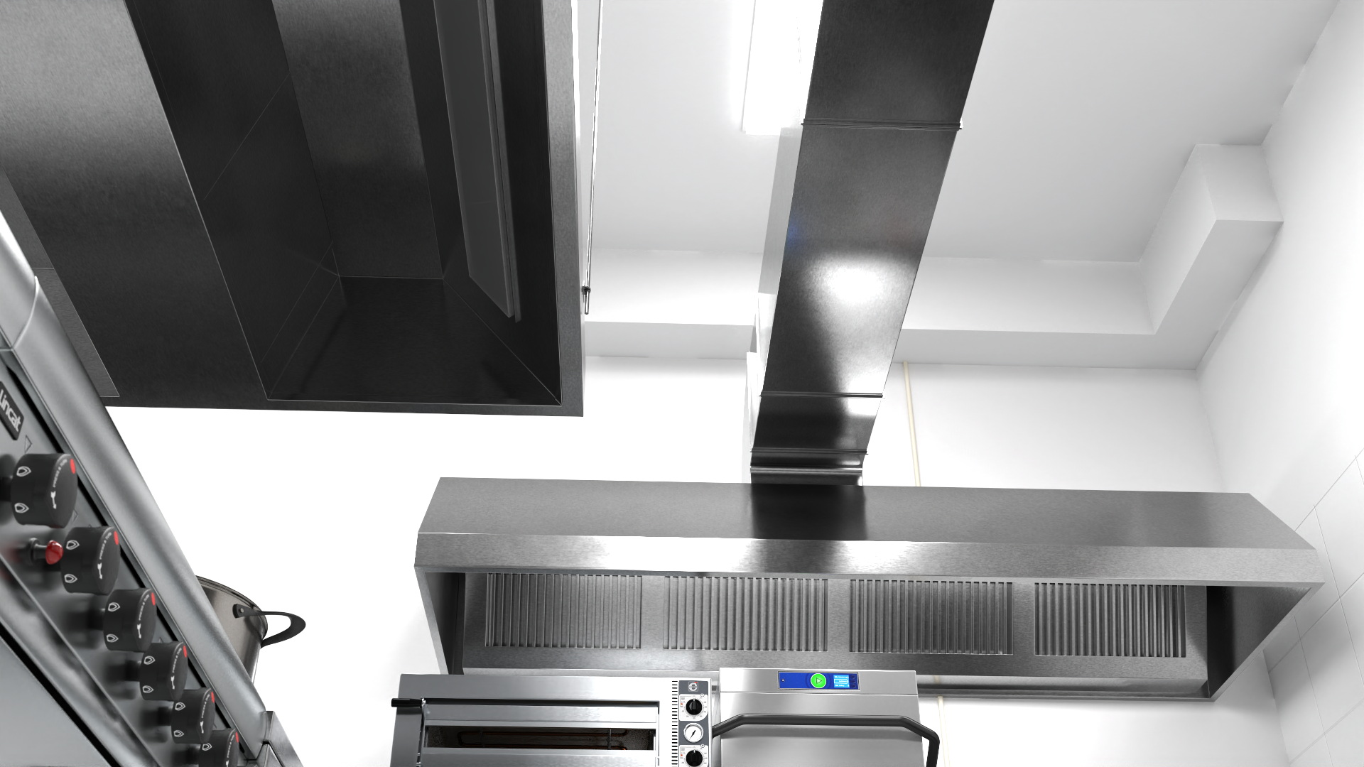 Equipped Commercial Kitchen No Lights 3D