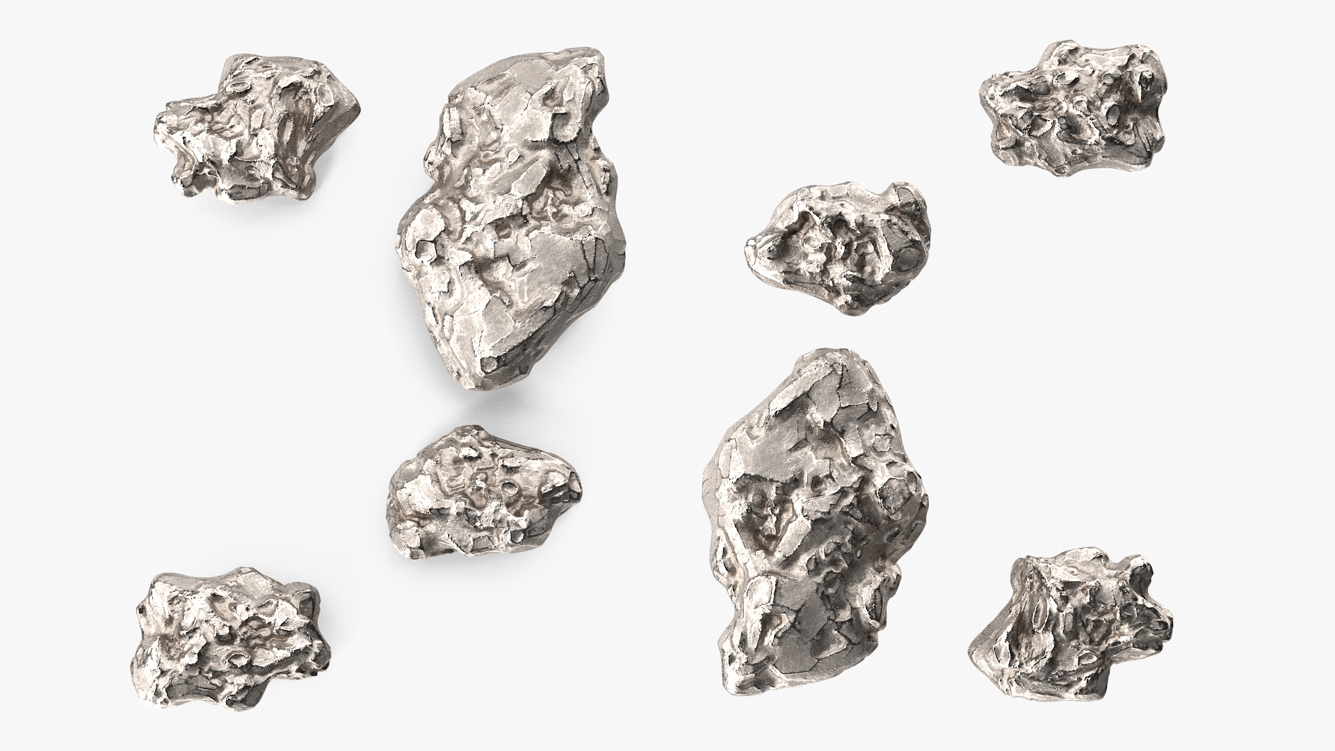 Silver Natural Minerals Big Stones 3D model