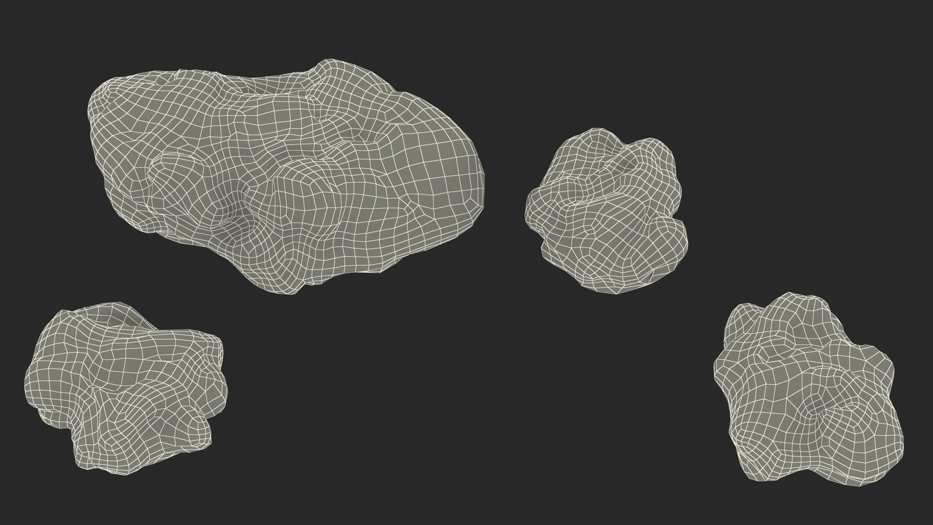 Silver Natural Minerals Big Stones 3D model