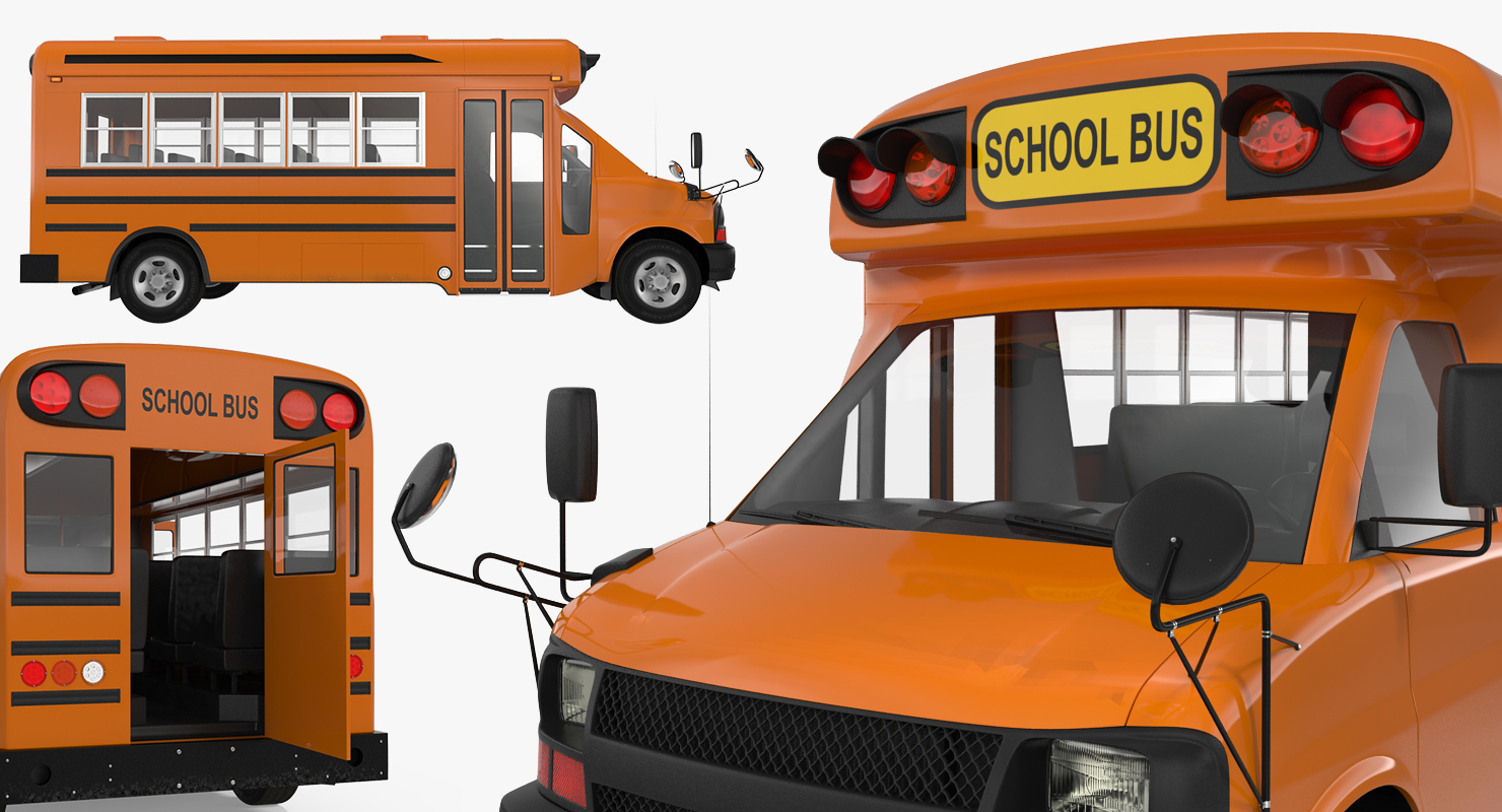 Small School Bus Simple Interior 3D