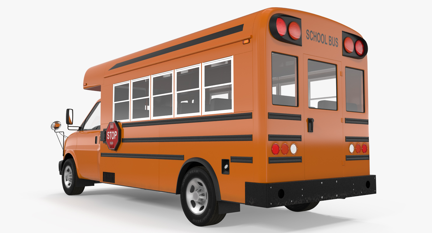 Small School Bus Simple Interior 3D