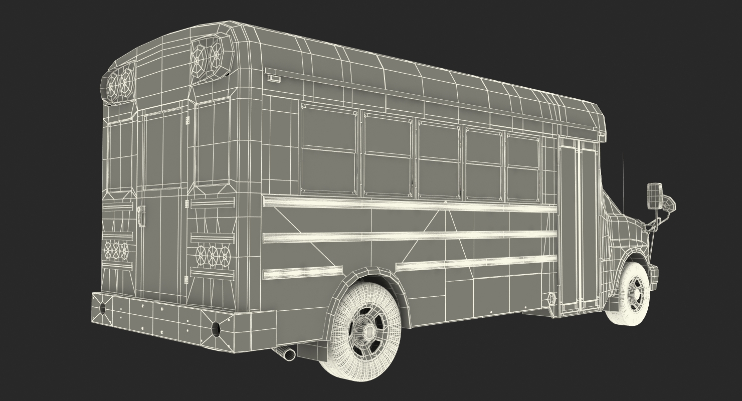 Small School Bus Simple Interior 3D