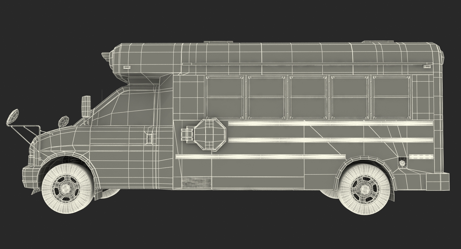 Small School Bus Simple Interior 3D