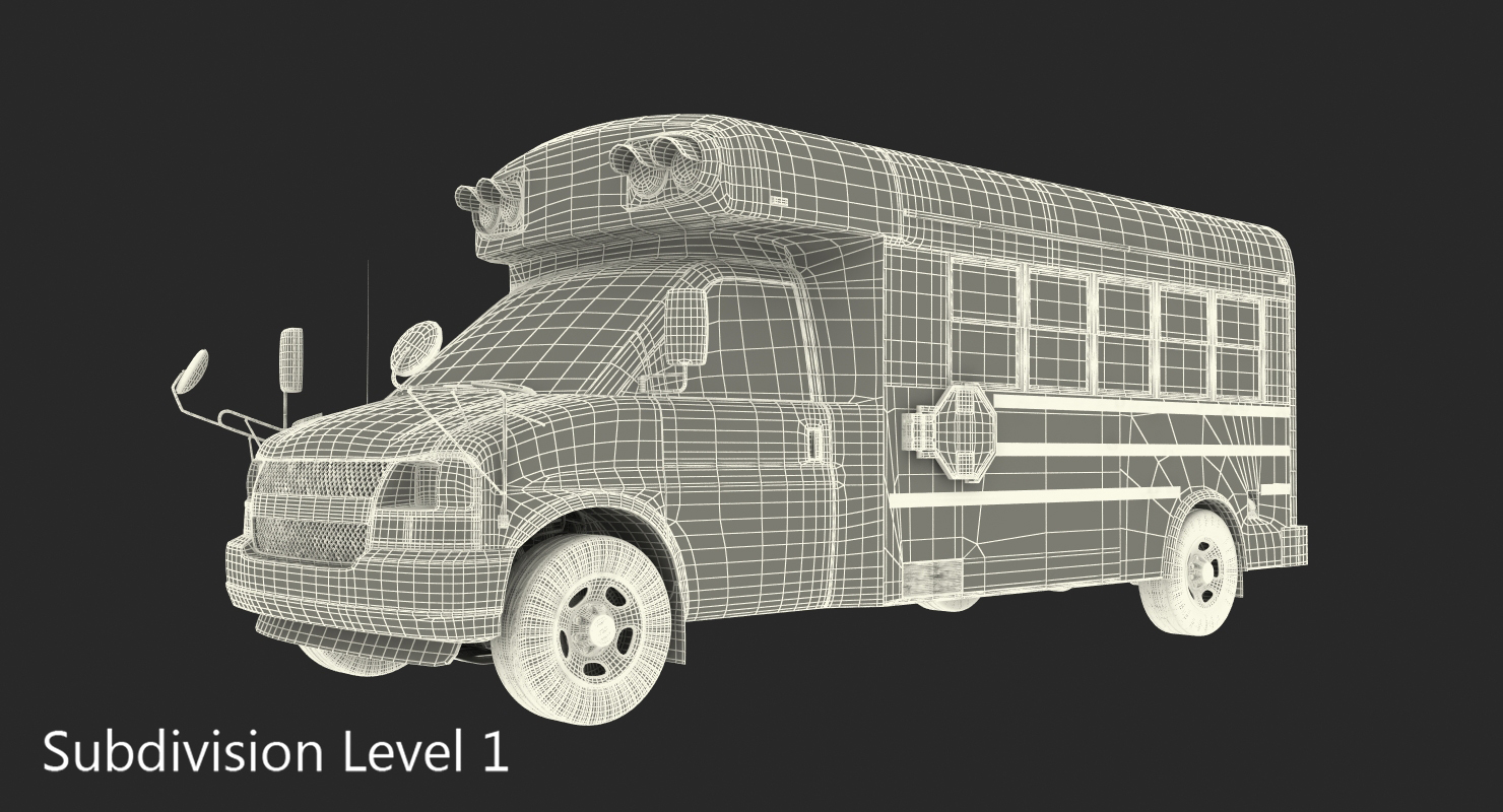 Small School Bus Simple Interior 3D