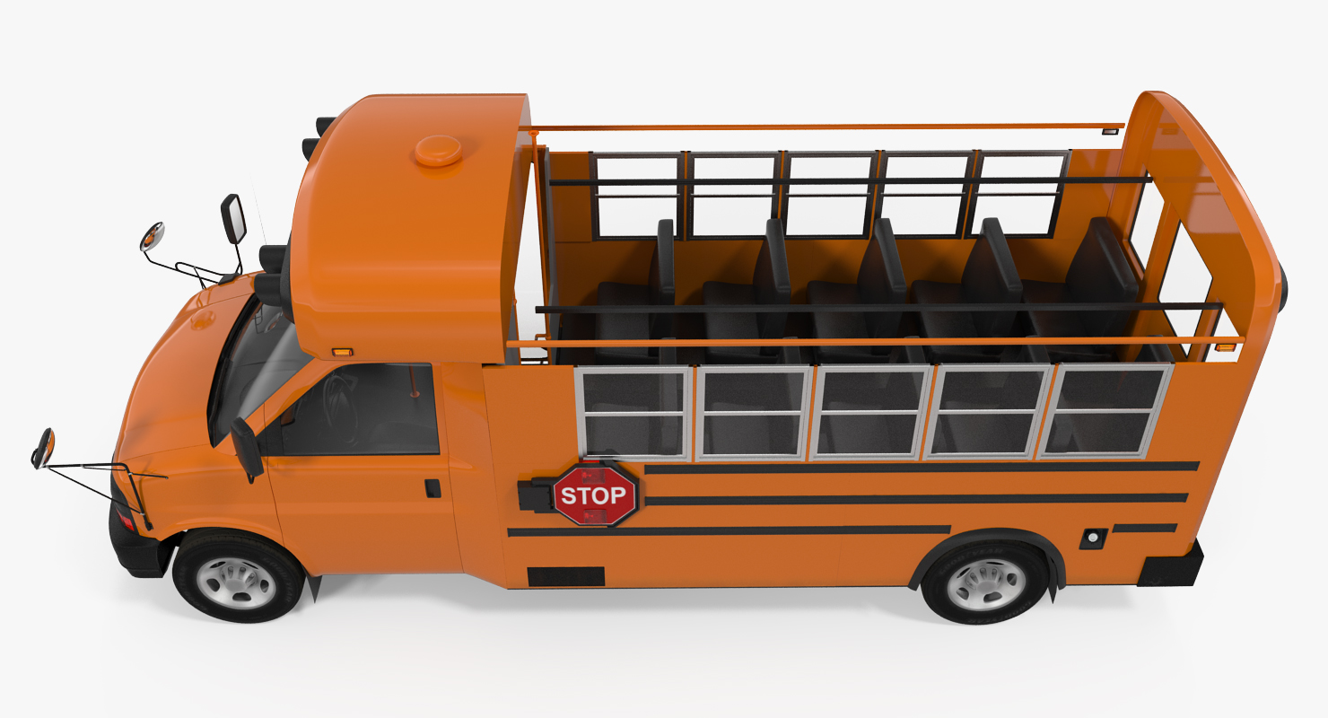 Small School Bus Simple Interior 3D