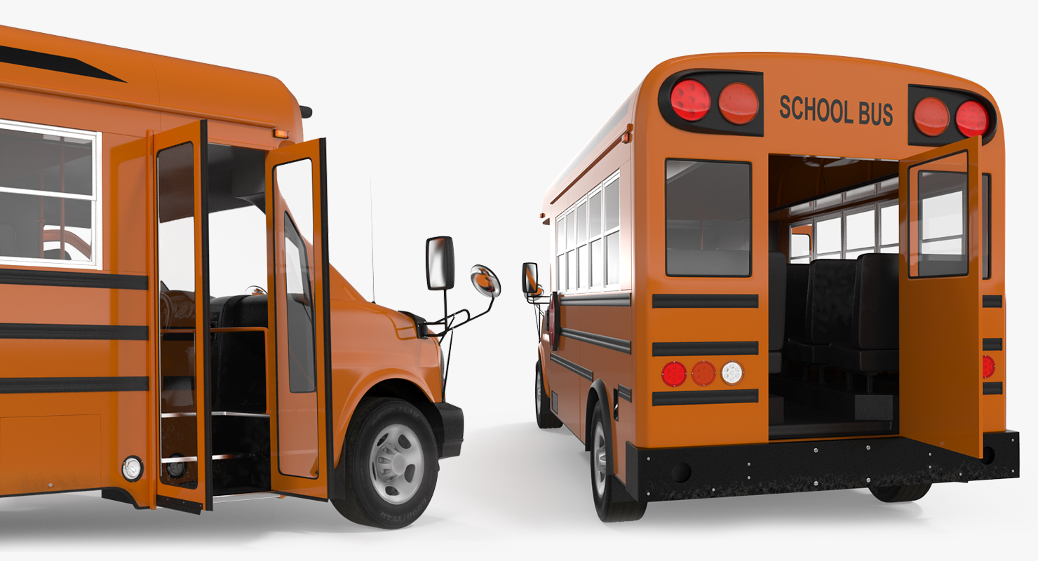 Small School Bus Simple Interior 3D